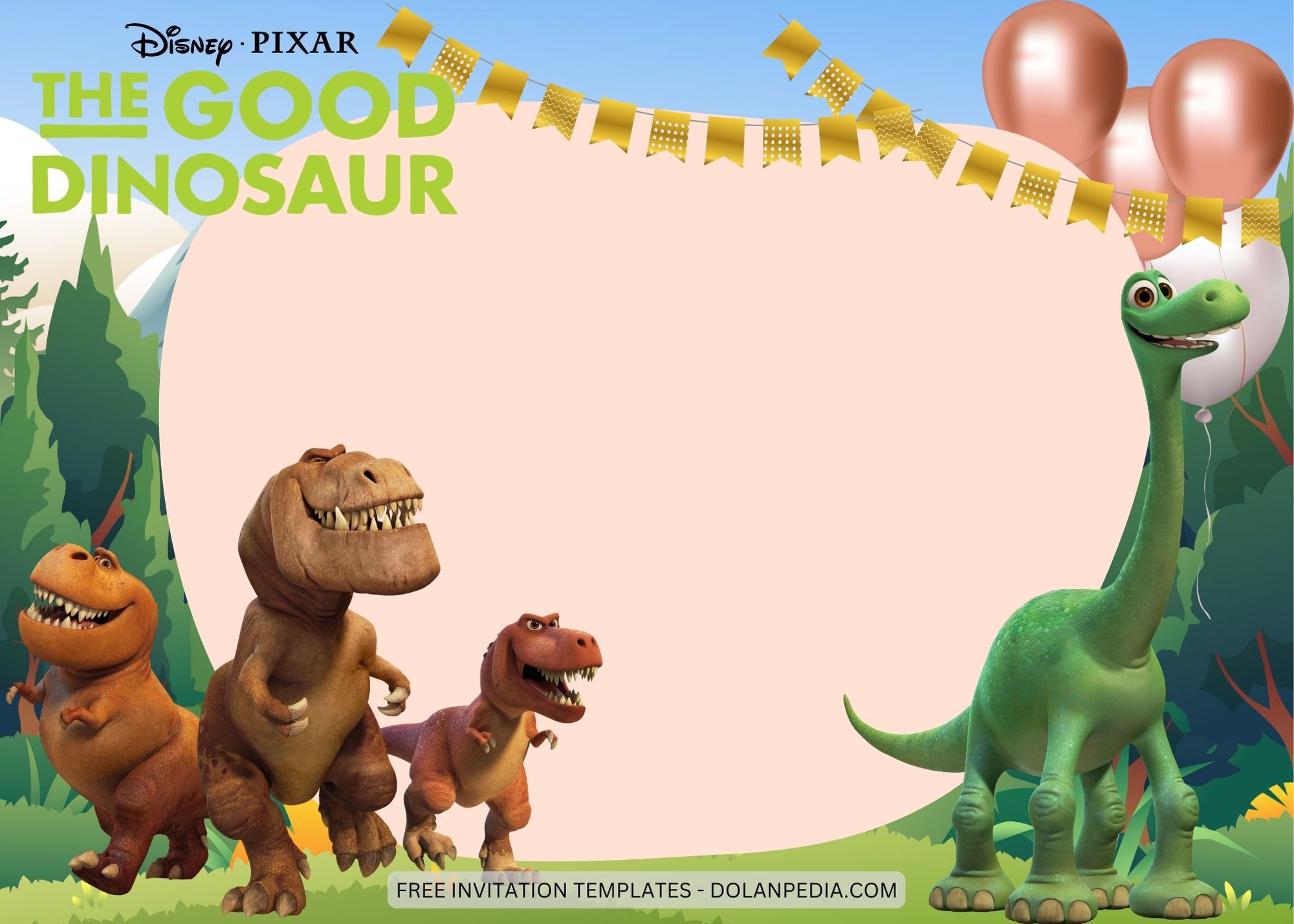 Blank The Good Dinosaur Birthday Invitation Templates Two