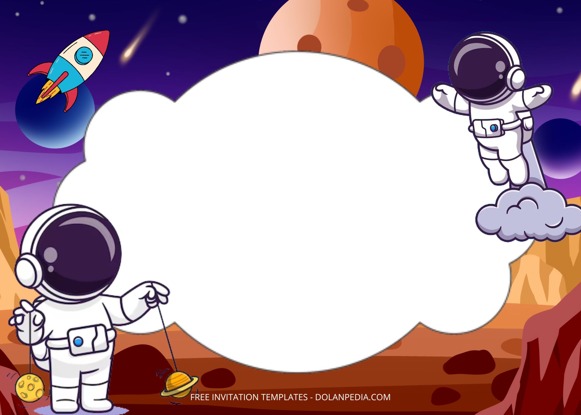 Blank Astronauts Birthday Party Templates One