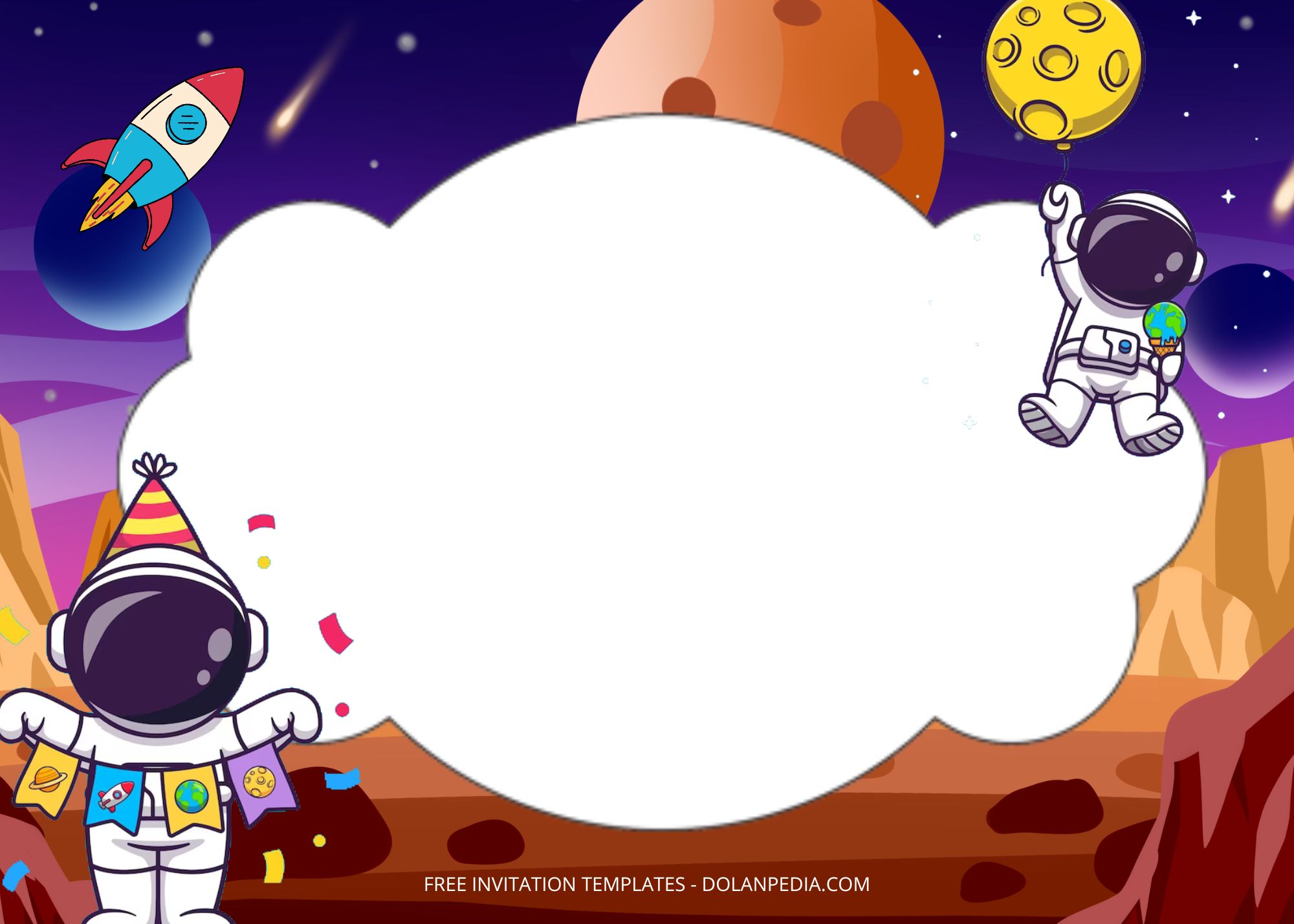 Blank Astronauts Birthday Party Templates Seven