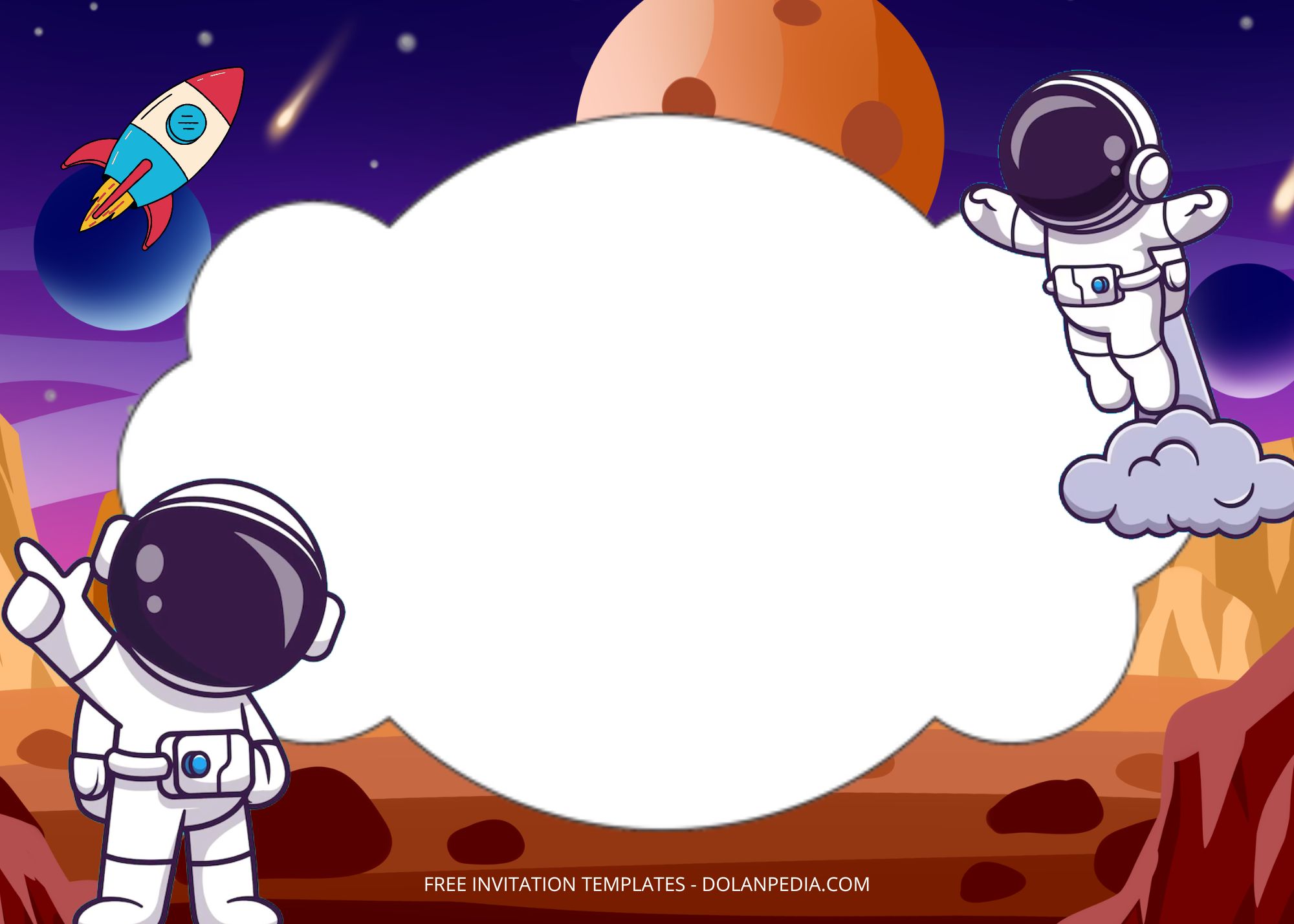Blank Astronauts Birthday Party Templates Two