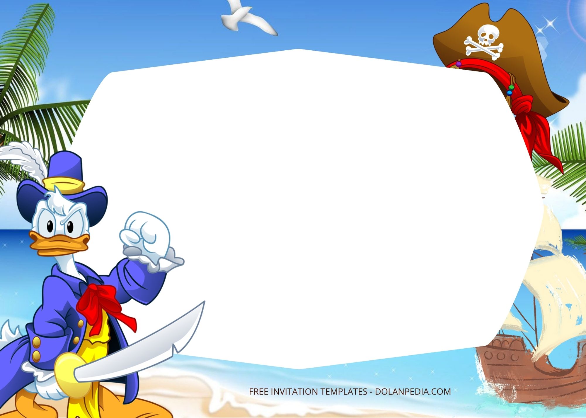 Blank Disney Pirate Birthday Invitation Templates Four
