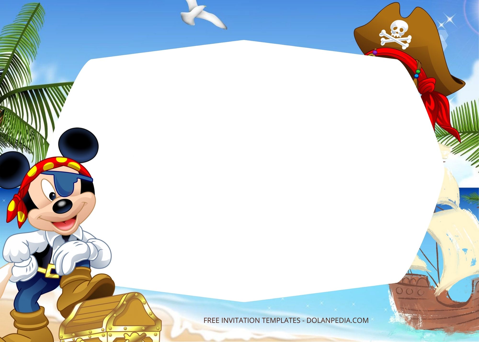 Blank Disney Pirate Birthday Invitation Templates One