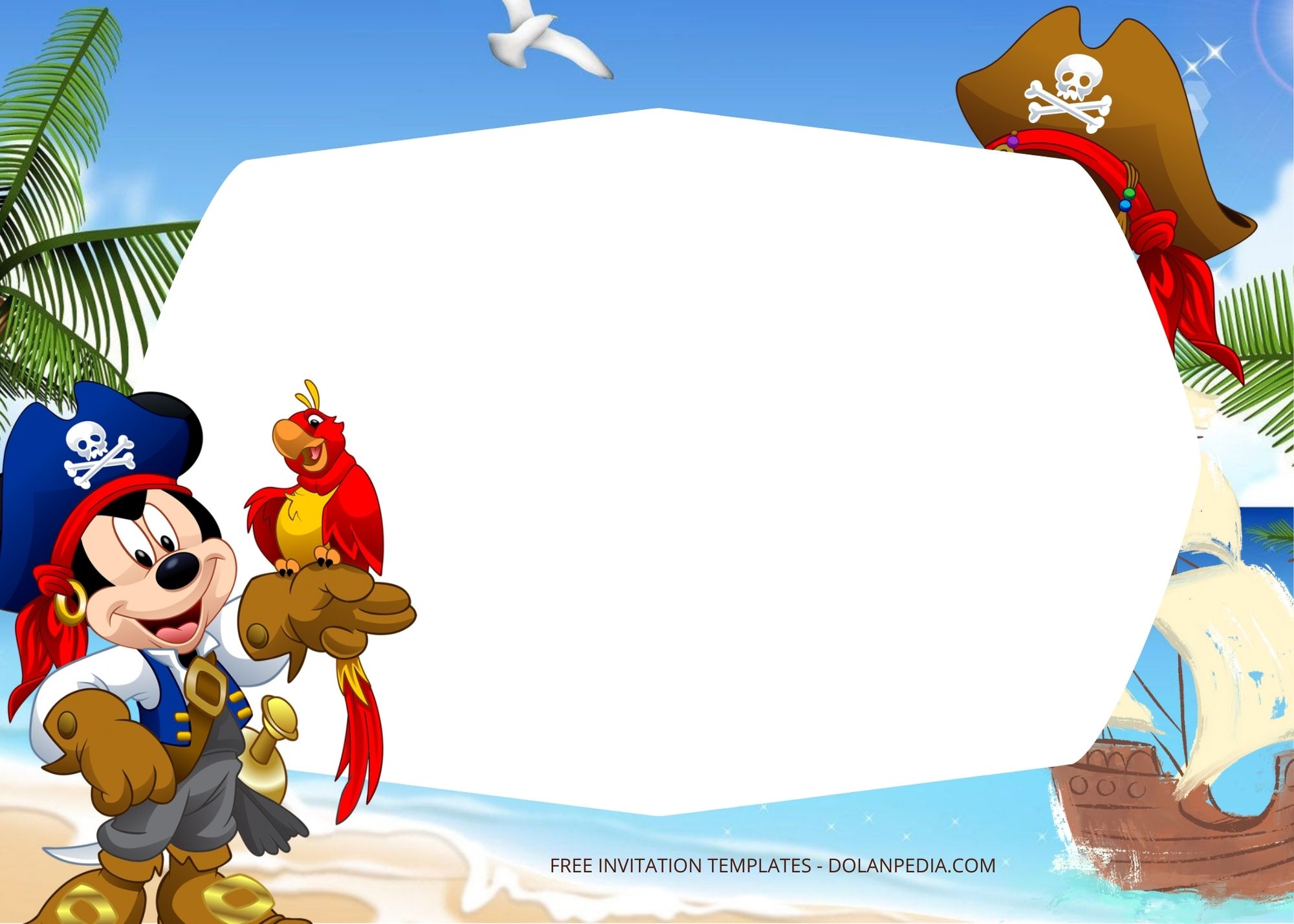 Blank Disney Pirate Birthday Invitation Templates Three
