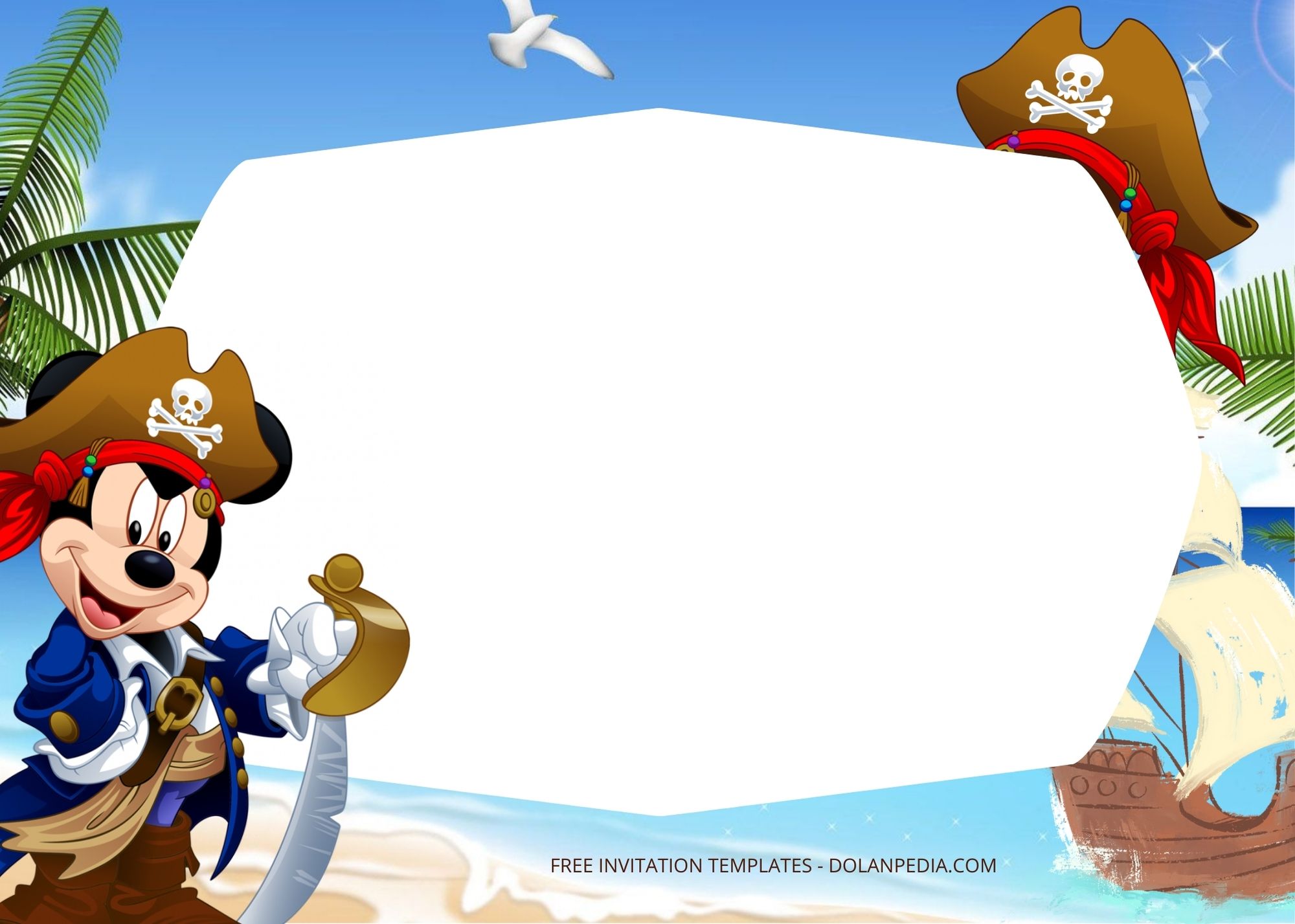 Blank Disney Pirate Birthday Invitation Templates Two