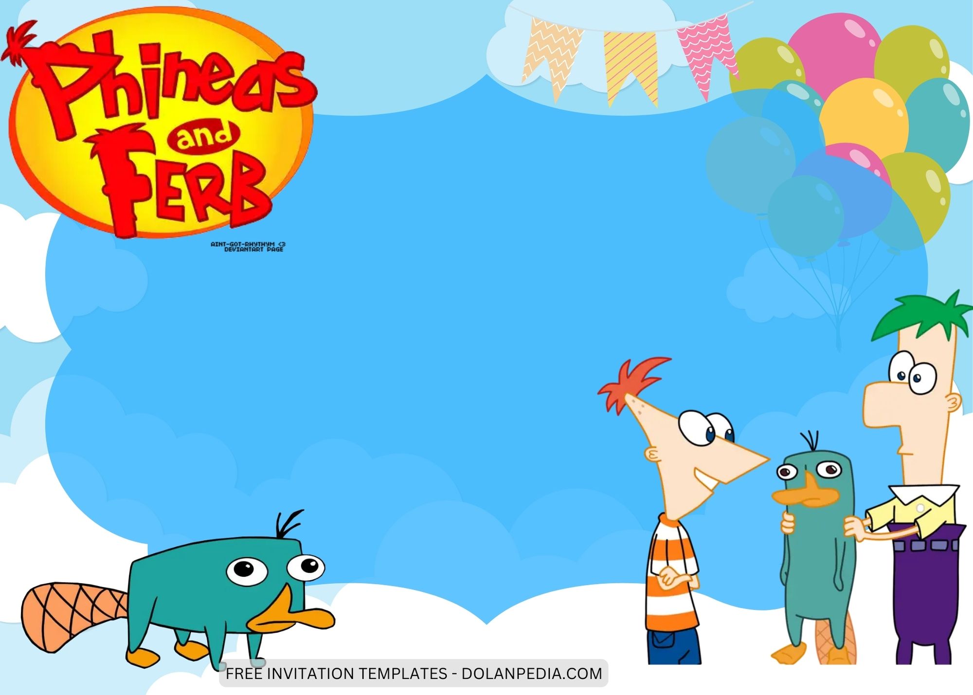Blank Phineas and Ferb Birthday Invitation Templates Eight