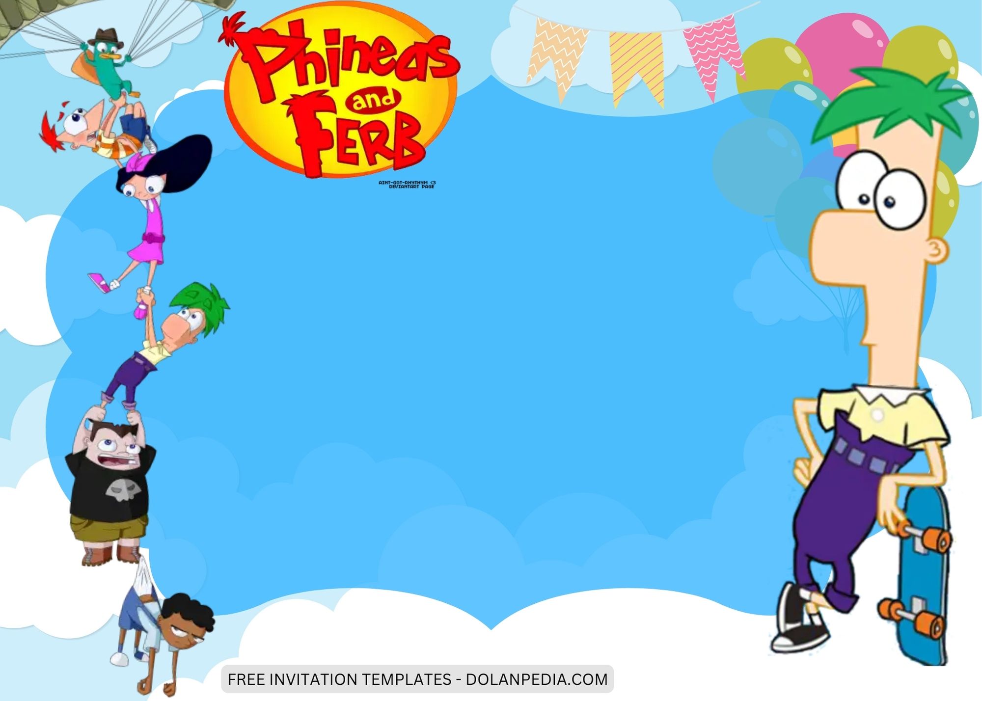 Blank Phineas and Ferb Birthday Invitation Templates Five