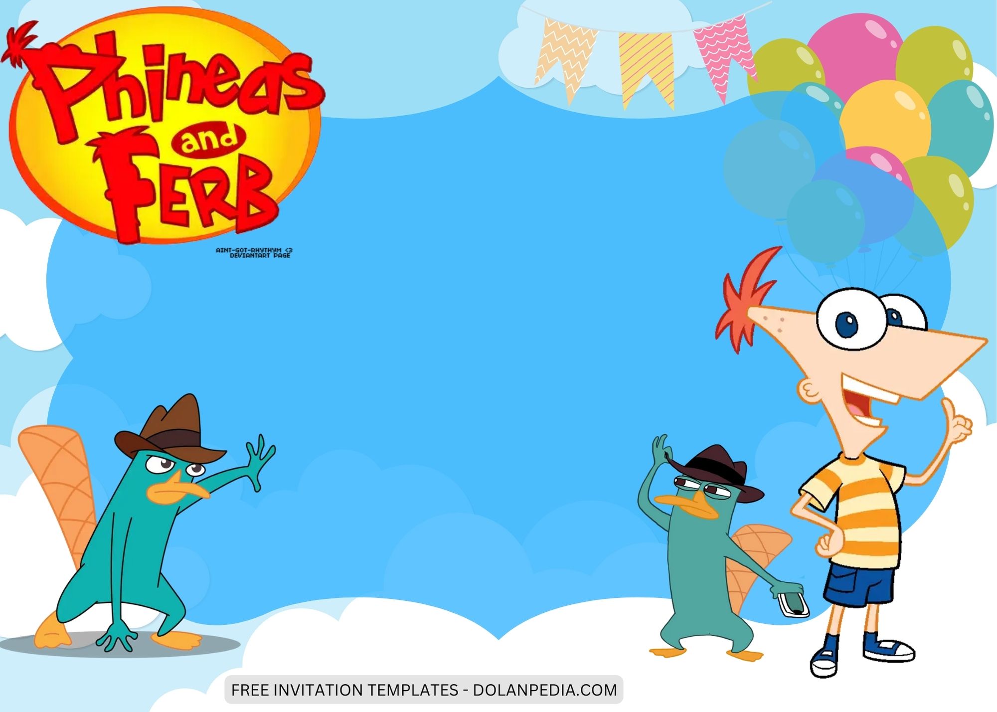 Blank Phineas and Ferb Birthday Invitation Templates Seven