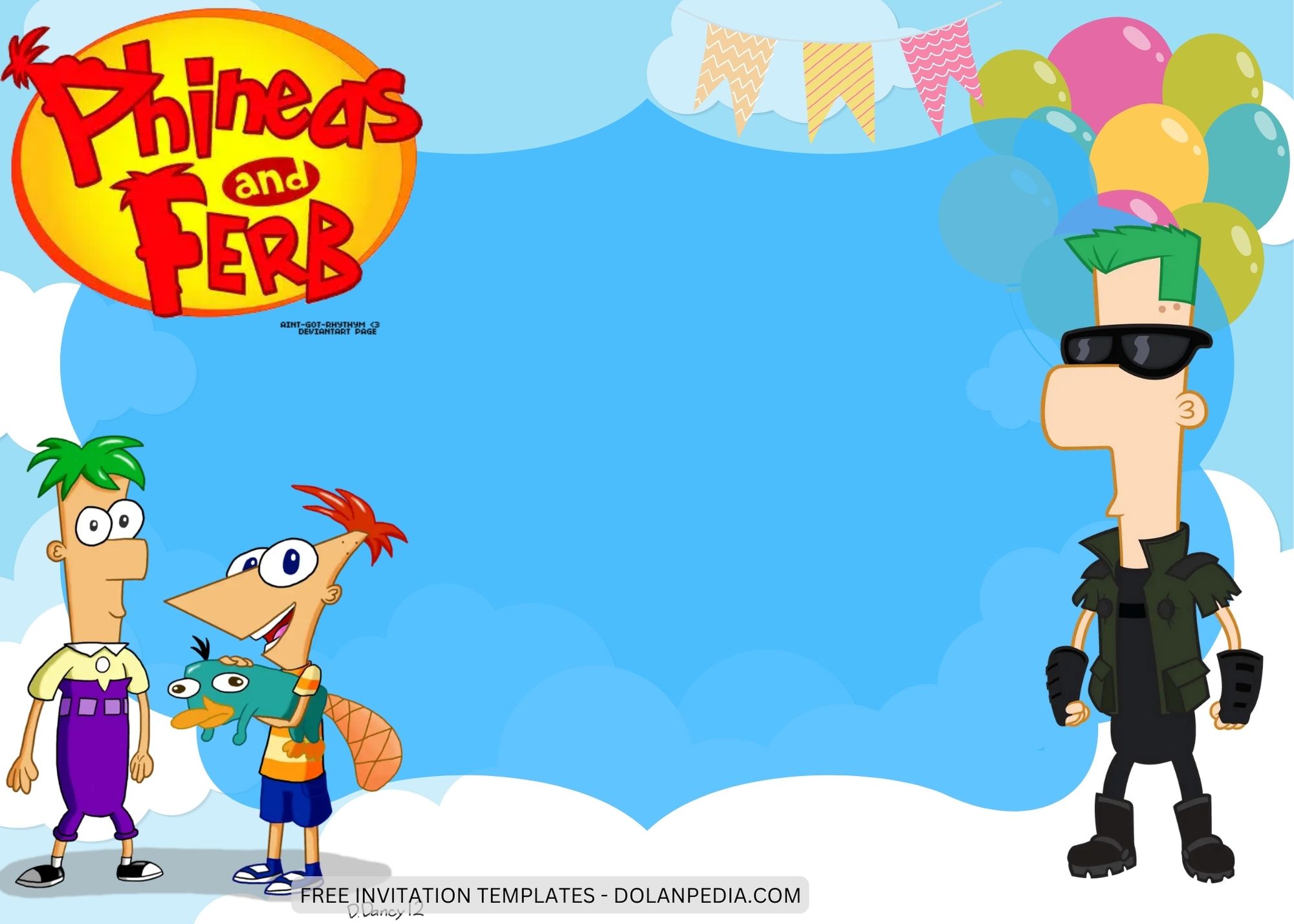 Blank Phineas and Ferb Birthday Invitation Templates Six