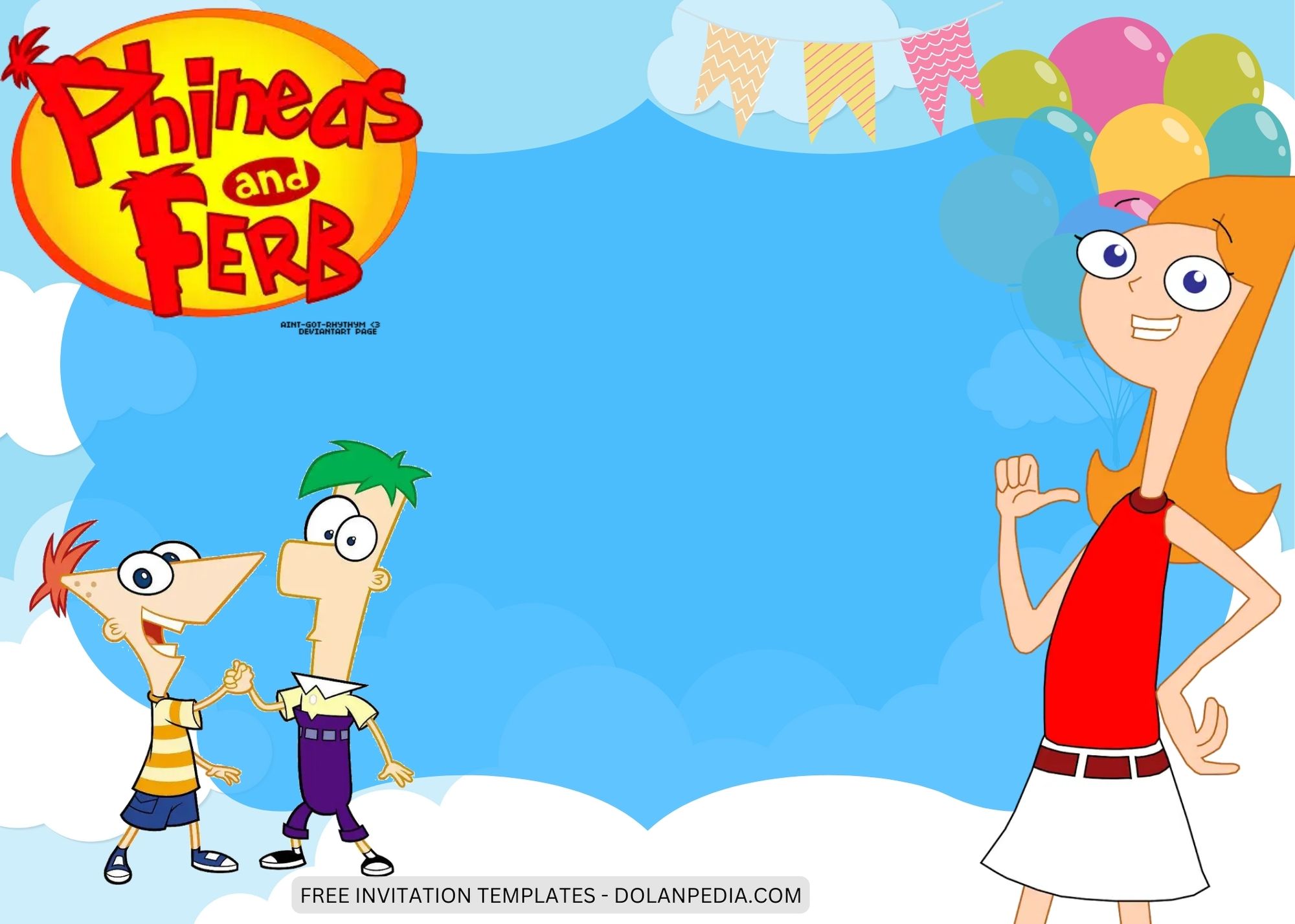 Blank Phineas and Ferb Birthday Invitation Templates Three