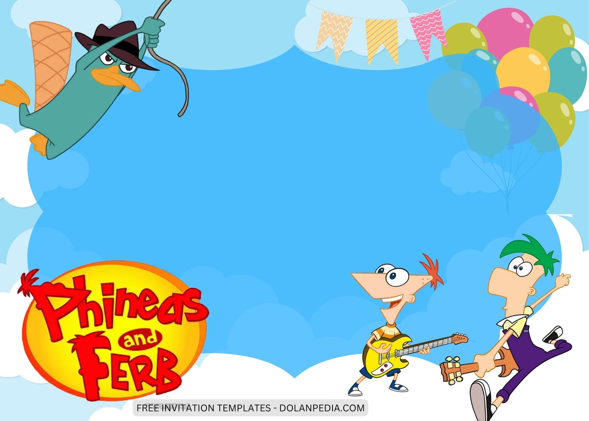 Blank Phineas and Ferb Birthday Invitation Templates Two