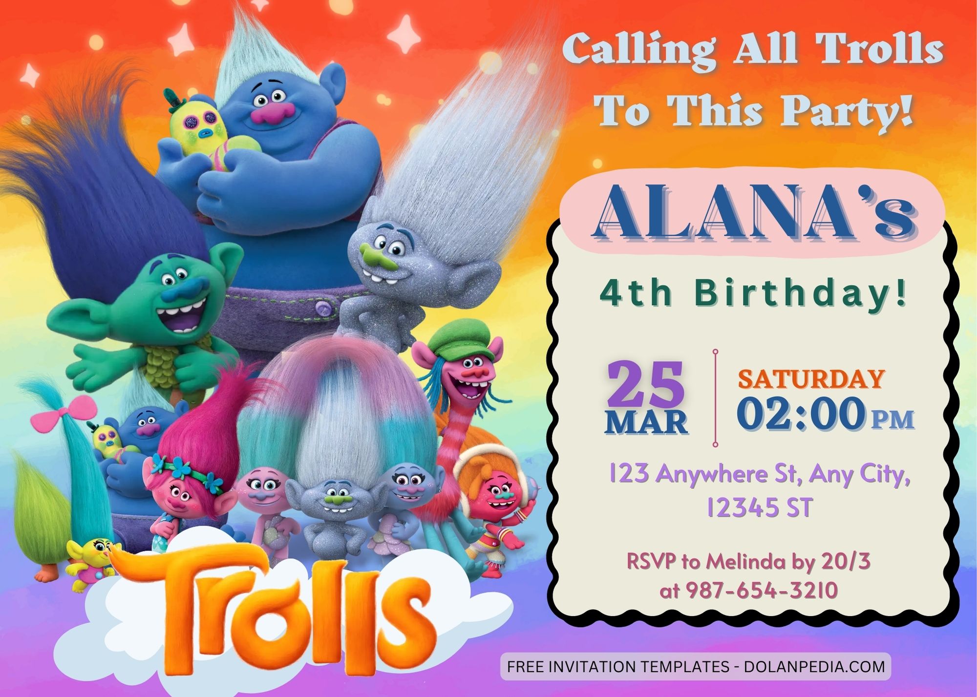 9+ Trolls Movie Birthday Invitation Templates Title