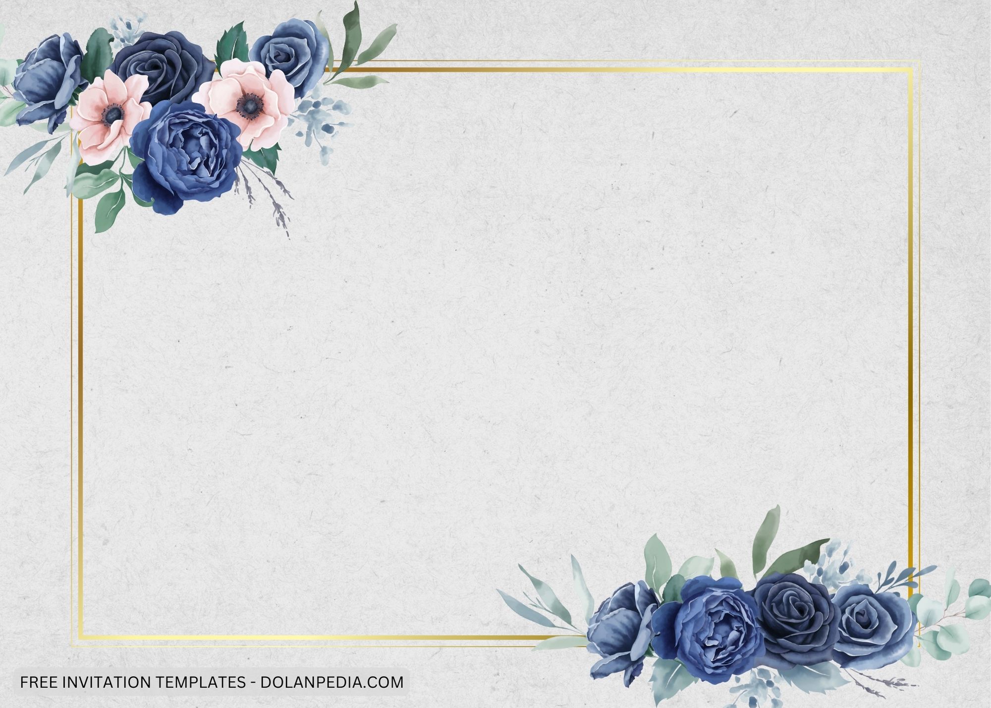 Blank Blue Roses Baby Shower Invitation Templates Eight