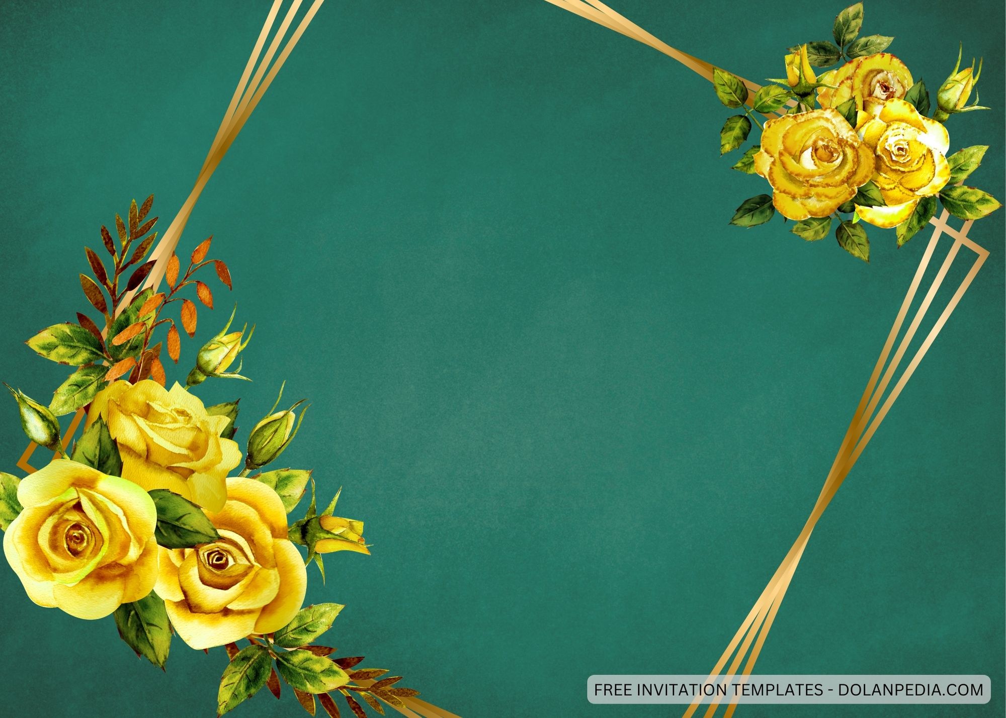 Blank Elegant Yellow Roses Baby Shower Invitation Templates Five