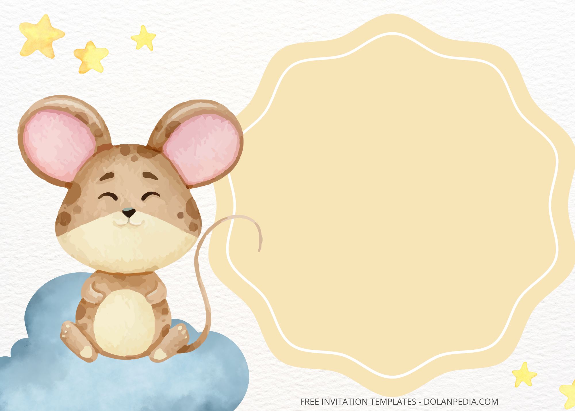 Blank Sleepy Animals Baby Shower Invitation Templates Two