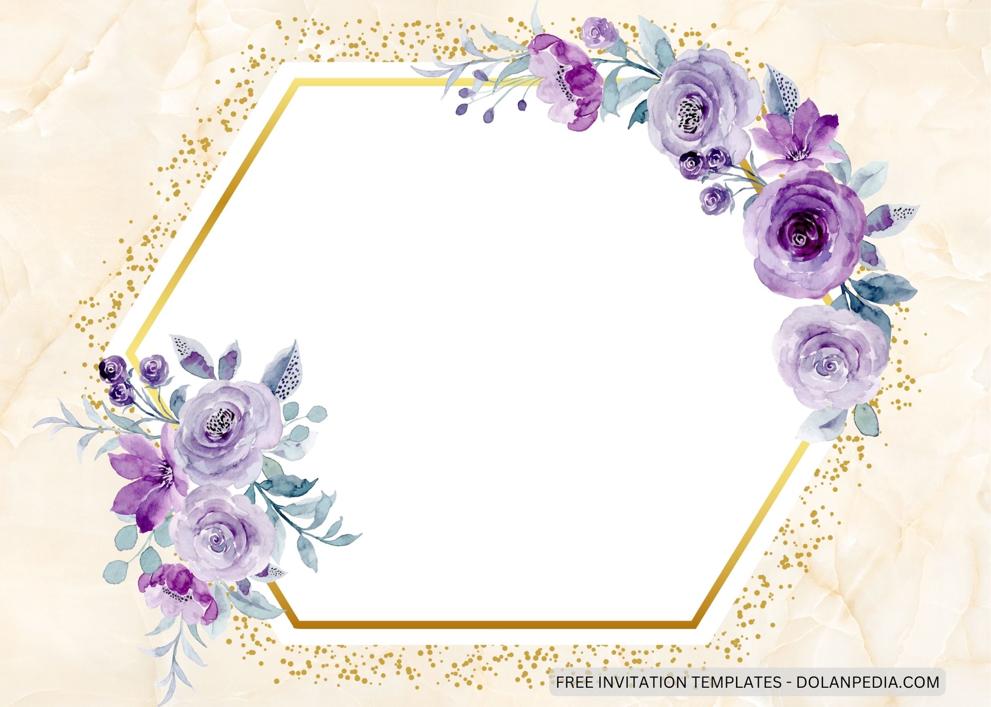 Blank Vintage Purple Roses Baby Shower Invitation Templates Three