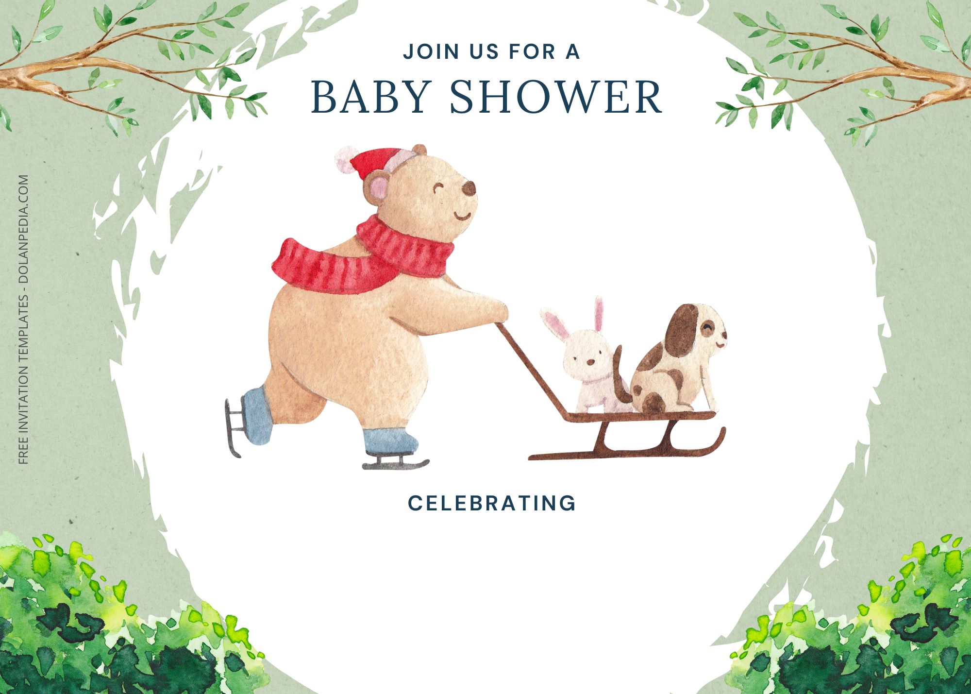 Blank Bear Park Baby Shower Invitation Templates Five