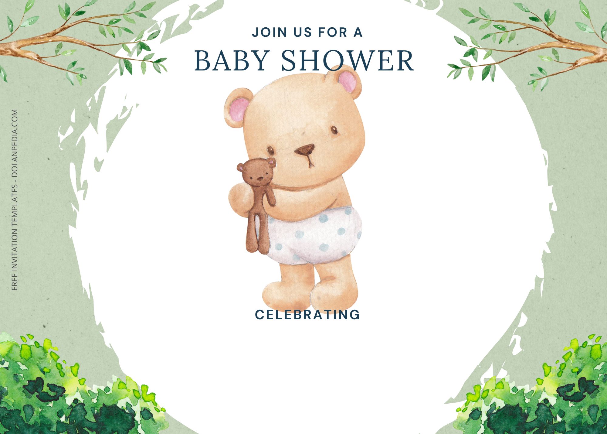 Blank Bear Park Baby Shower Invitation Templates Four