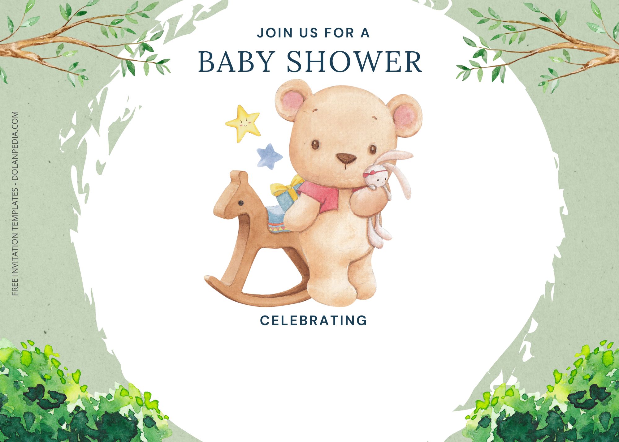 Blank Bear Park Baby Shower Invitation Templates One