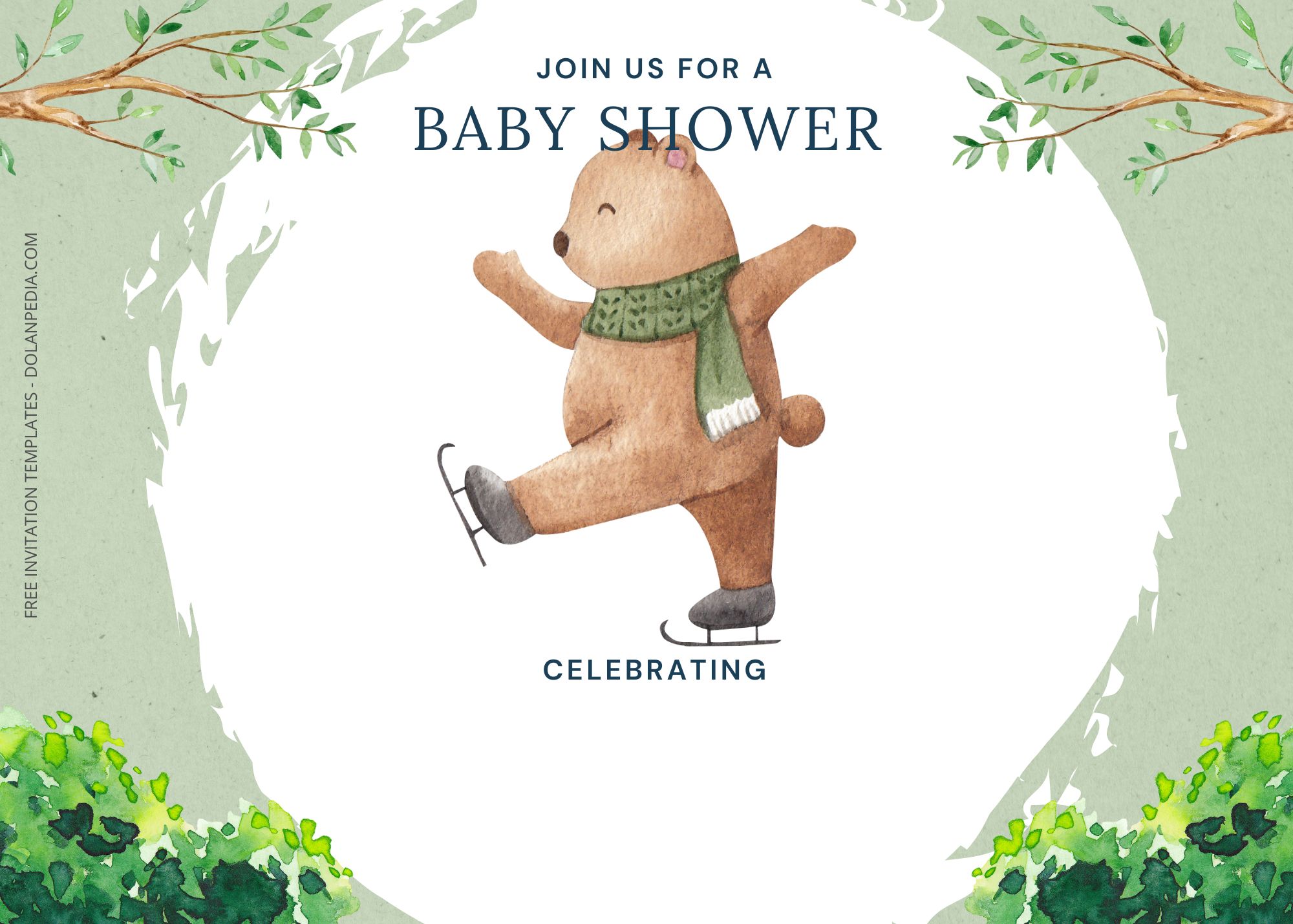 Blank Bear Park Baby Shower Invitation Templates SIx