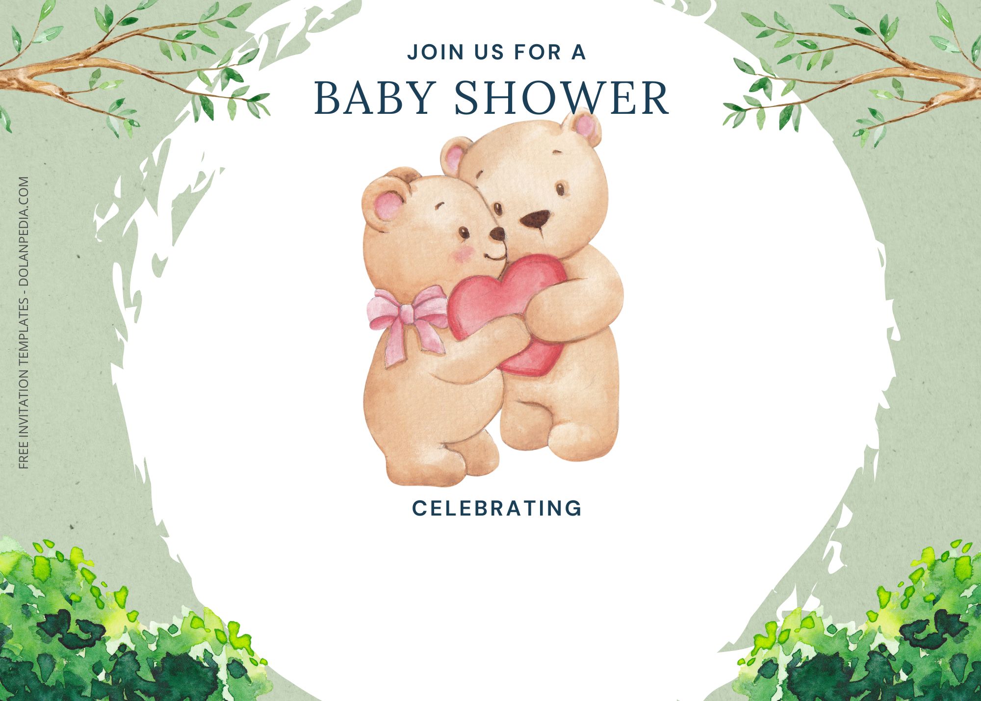 Blank Bear Park Baby Shower Invitation Templates Three