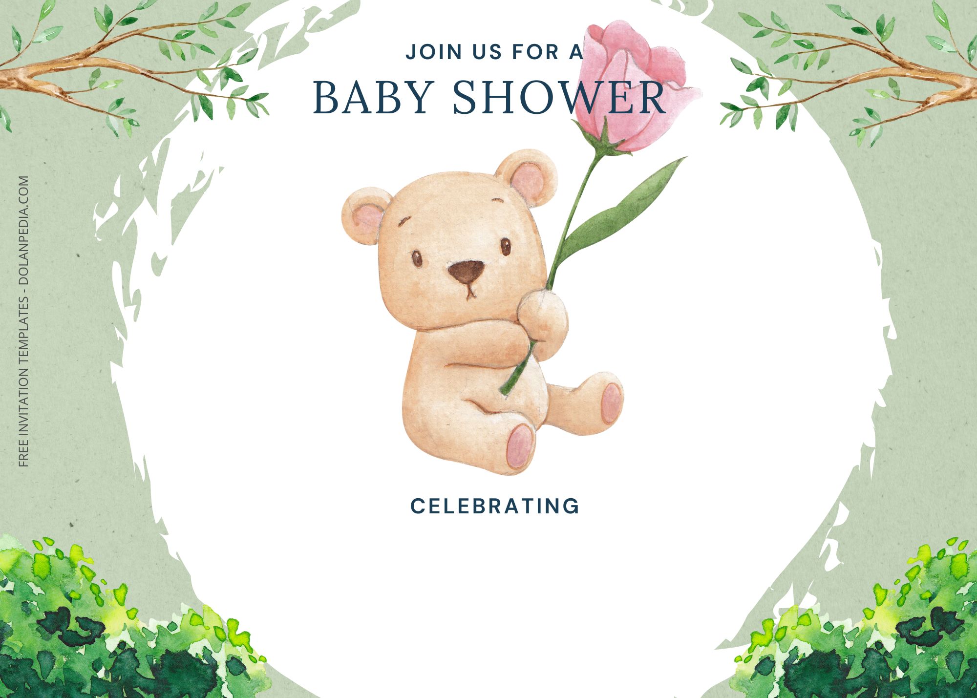 Blank Bear Park Baby Shower Invitation Templates Two