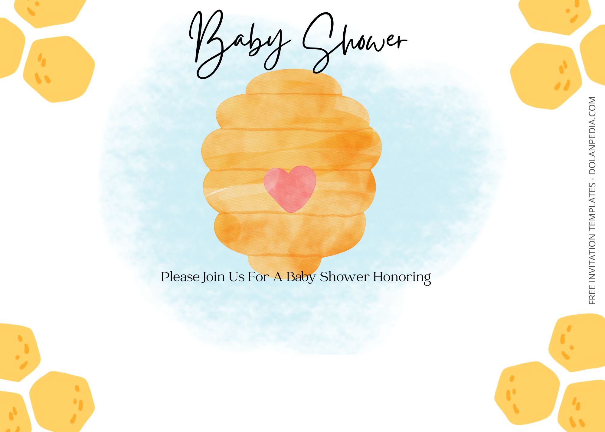 Blank Buzzing Bee Baby Shower Invitation Templates Five