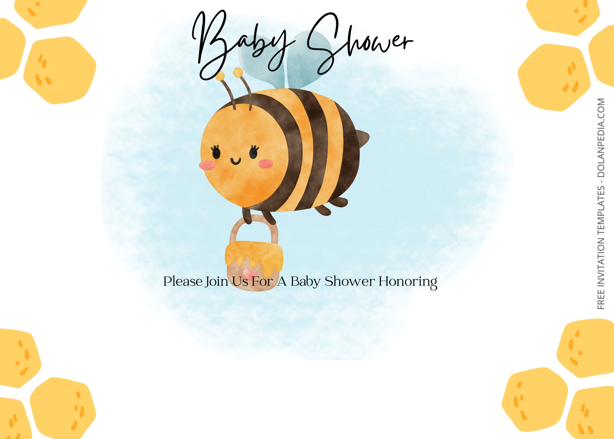 Blank Buzzing Bee Baby Shower Invitation Templates Four