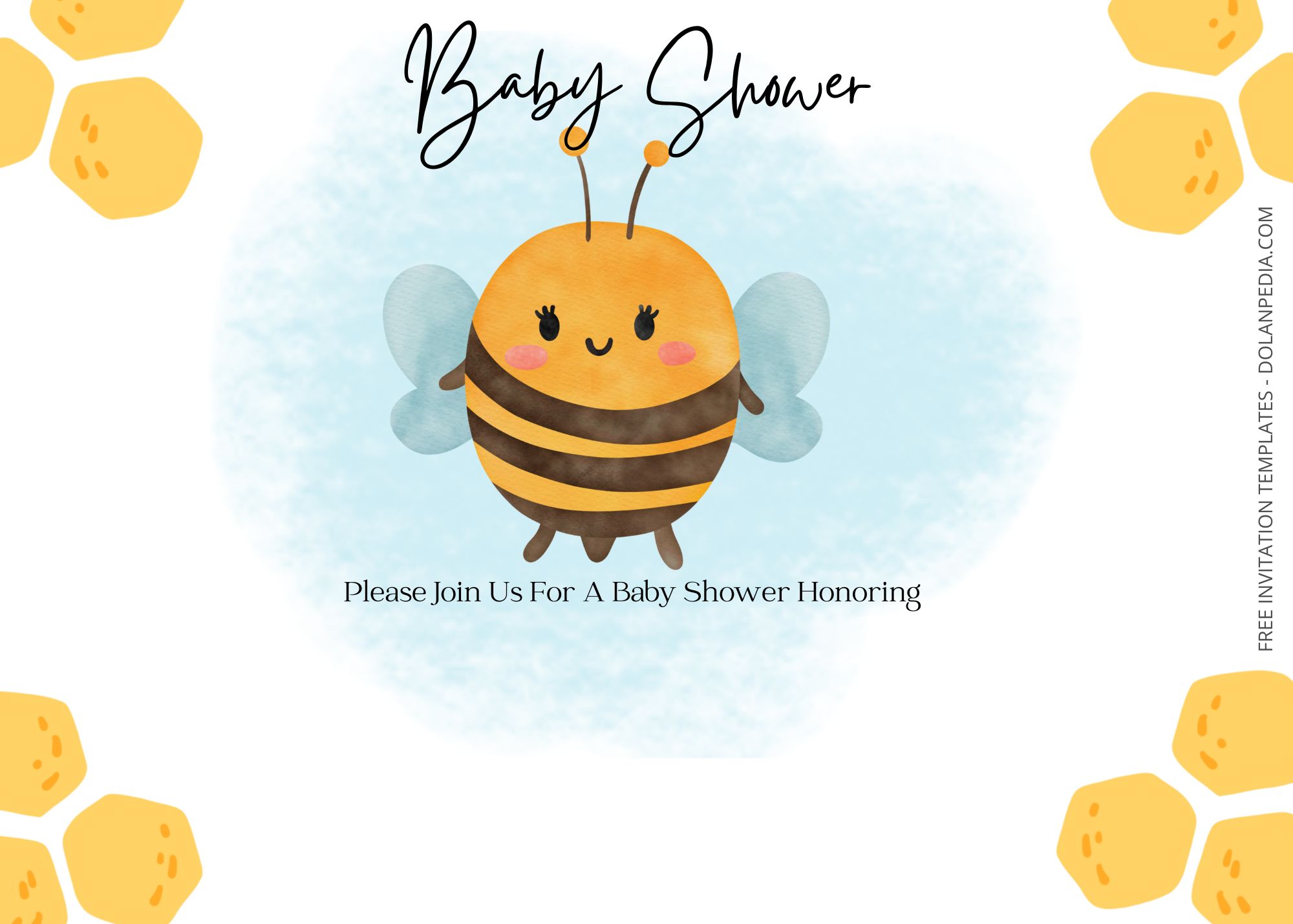 Blank Buzzing Bee Baby Shower Invitation Templates One