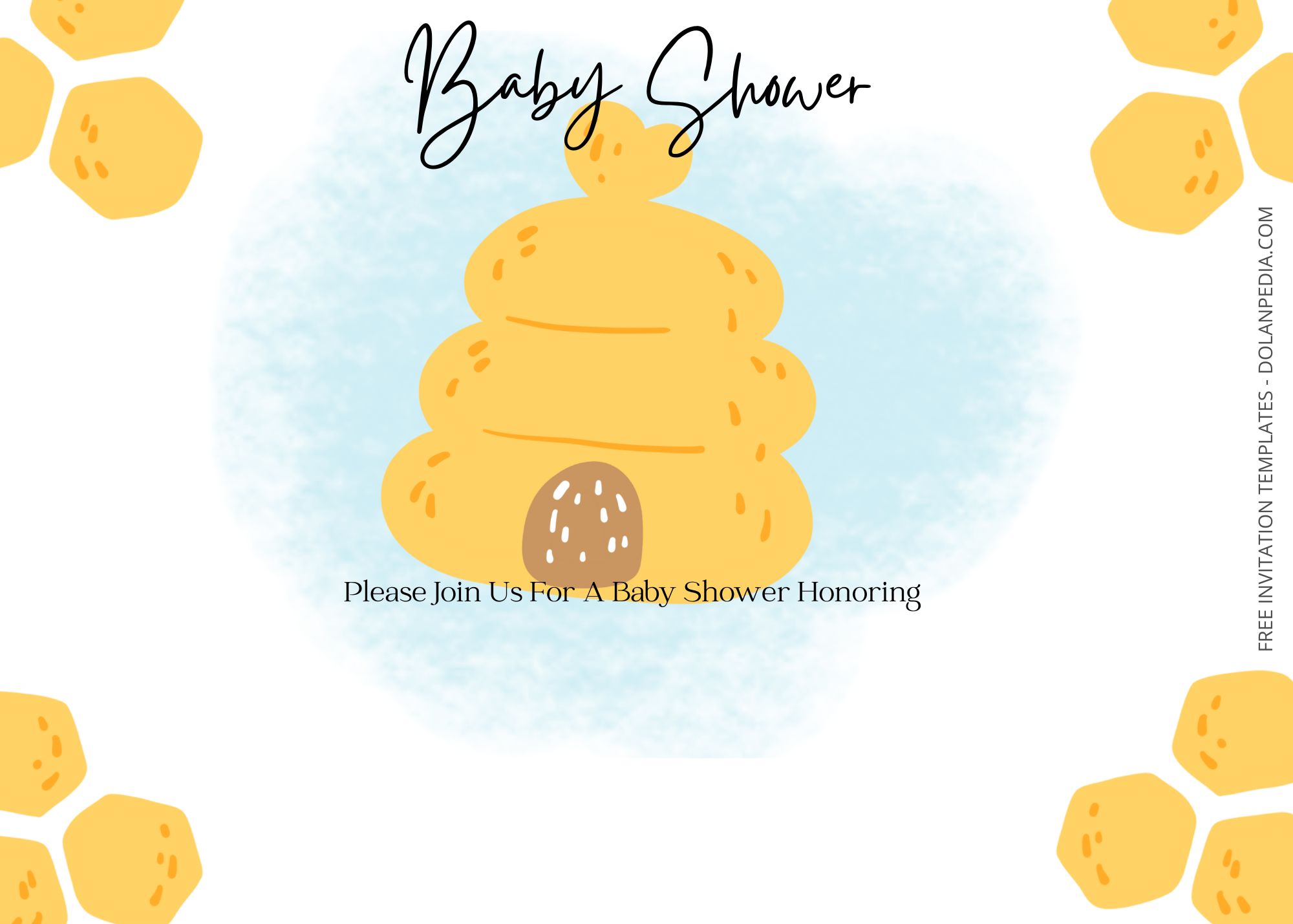 Blank Buzzing Bee Baby Shower Invitation Templates Six
