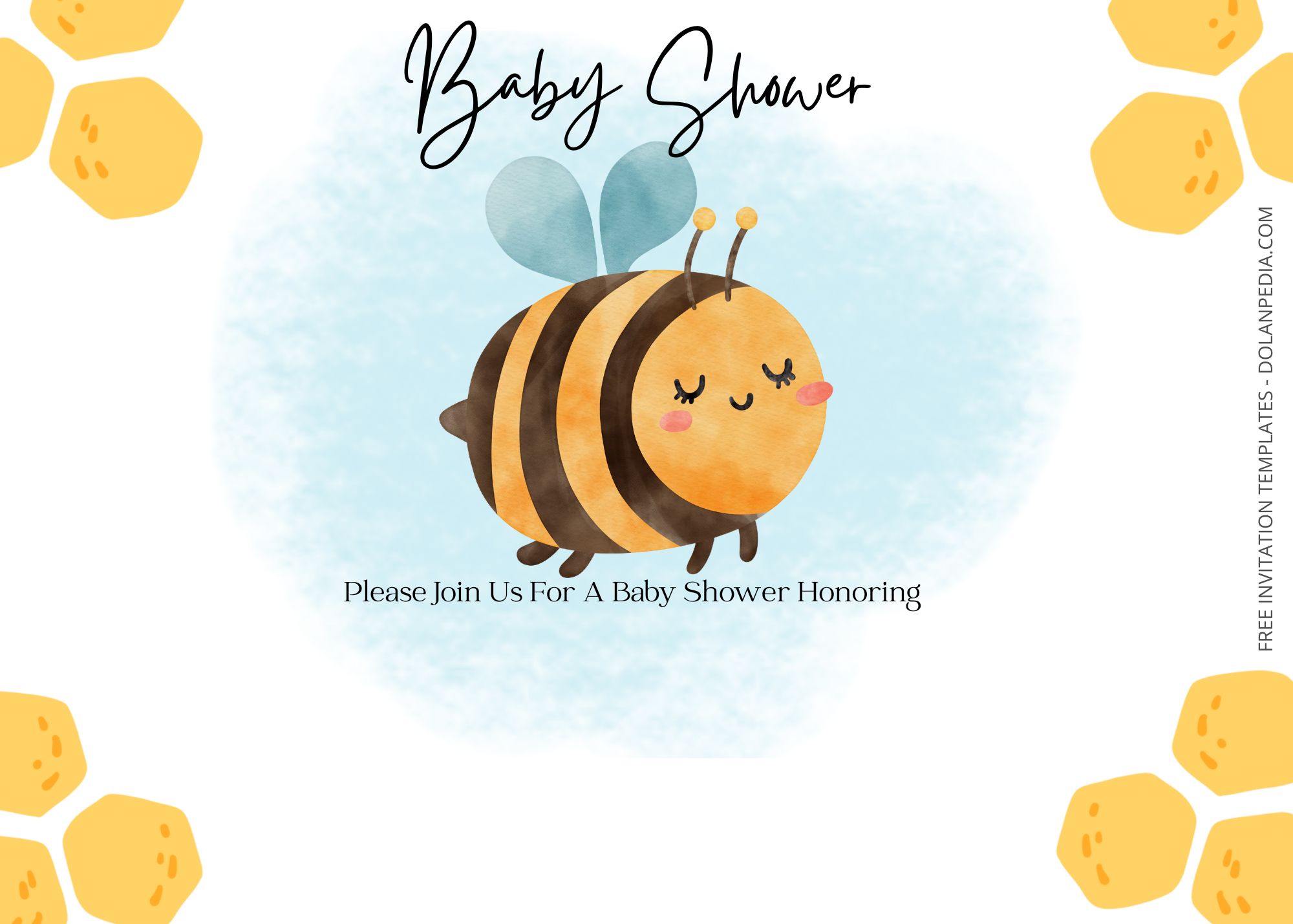 Blank Buzzing Bee Baby Shower Invitation Templates Three