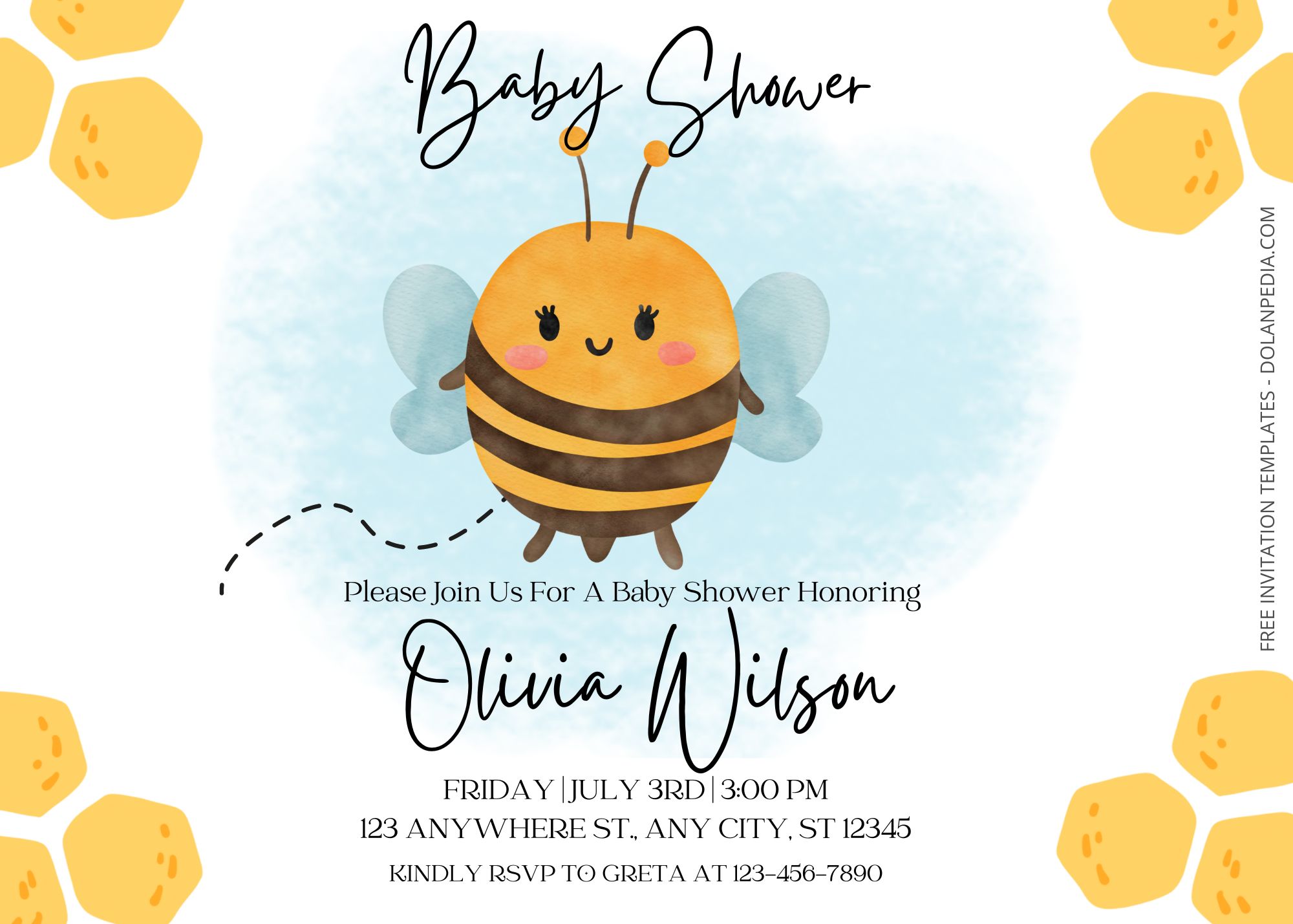 Blank Buzzing Bee Baby Shower Invitation Templates Title