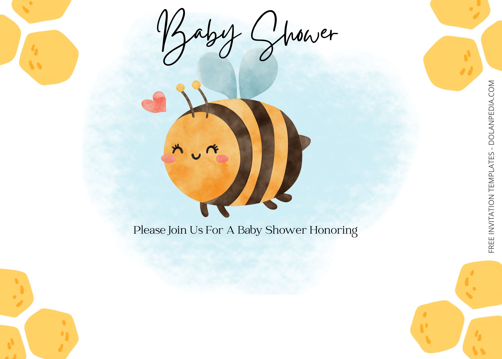 Blank Buzzing Bee Baby Shower Invitation Templates Two