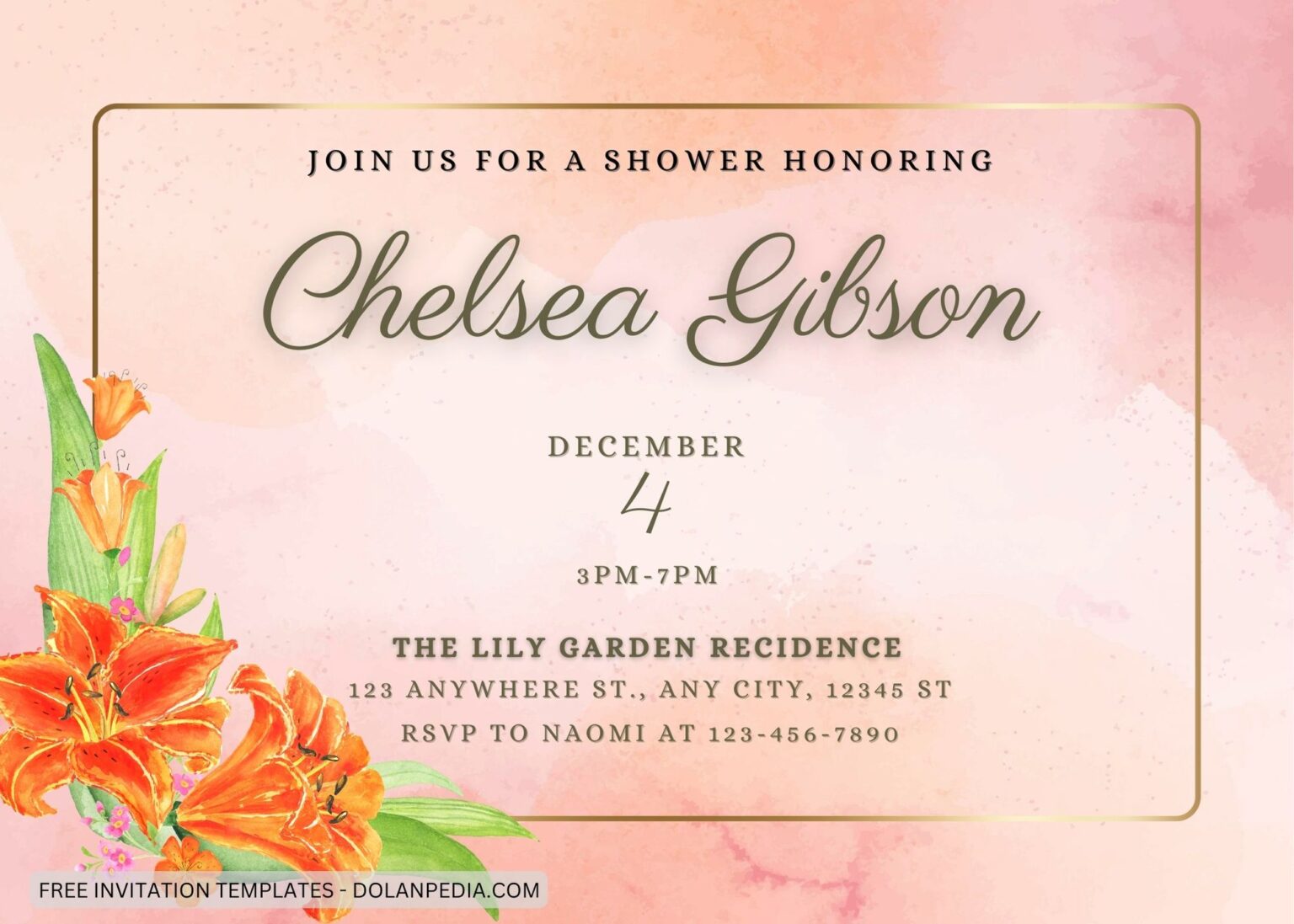 7+ Orange Lily Baby Shower Invitation Templates | Dolanpedia