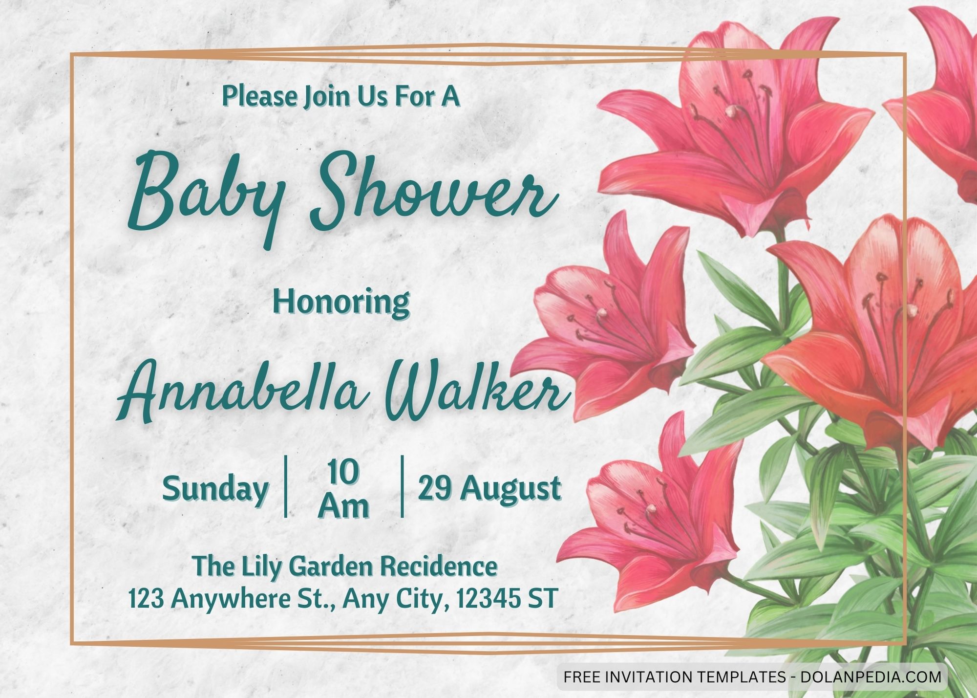 7+ Hand Drawn Red Lily Baby Shower Invitation Templates Title