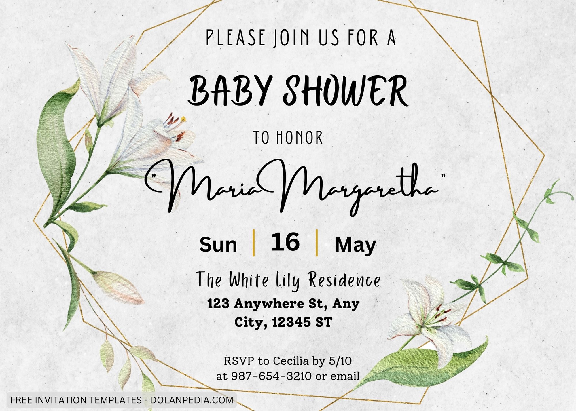 7+ Hand Drawn White Lily Baby Shower Invitation Templates Title