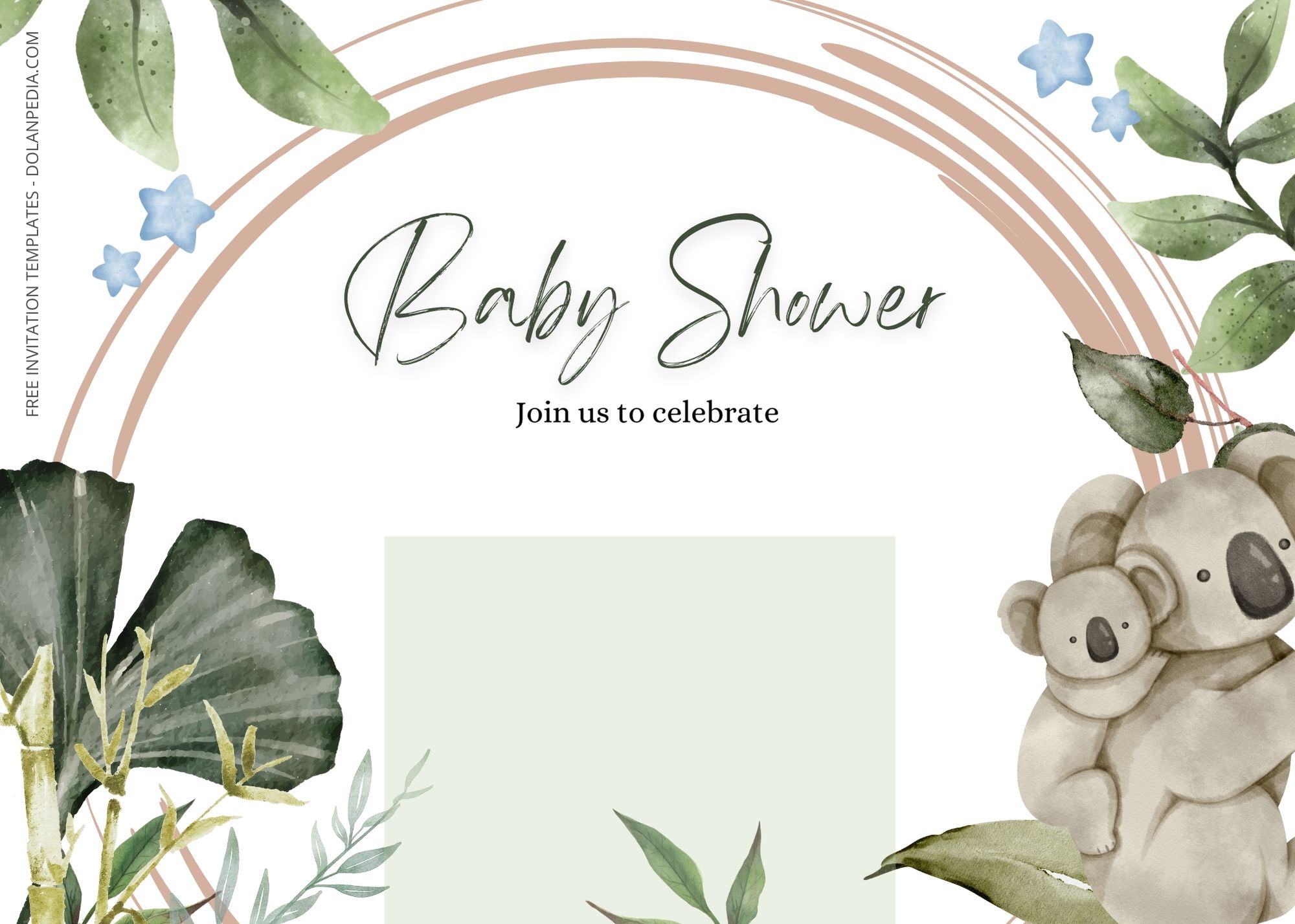 Blank Koala Forest Baby Shower Invitation Templates Four