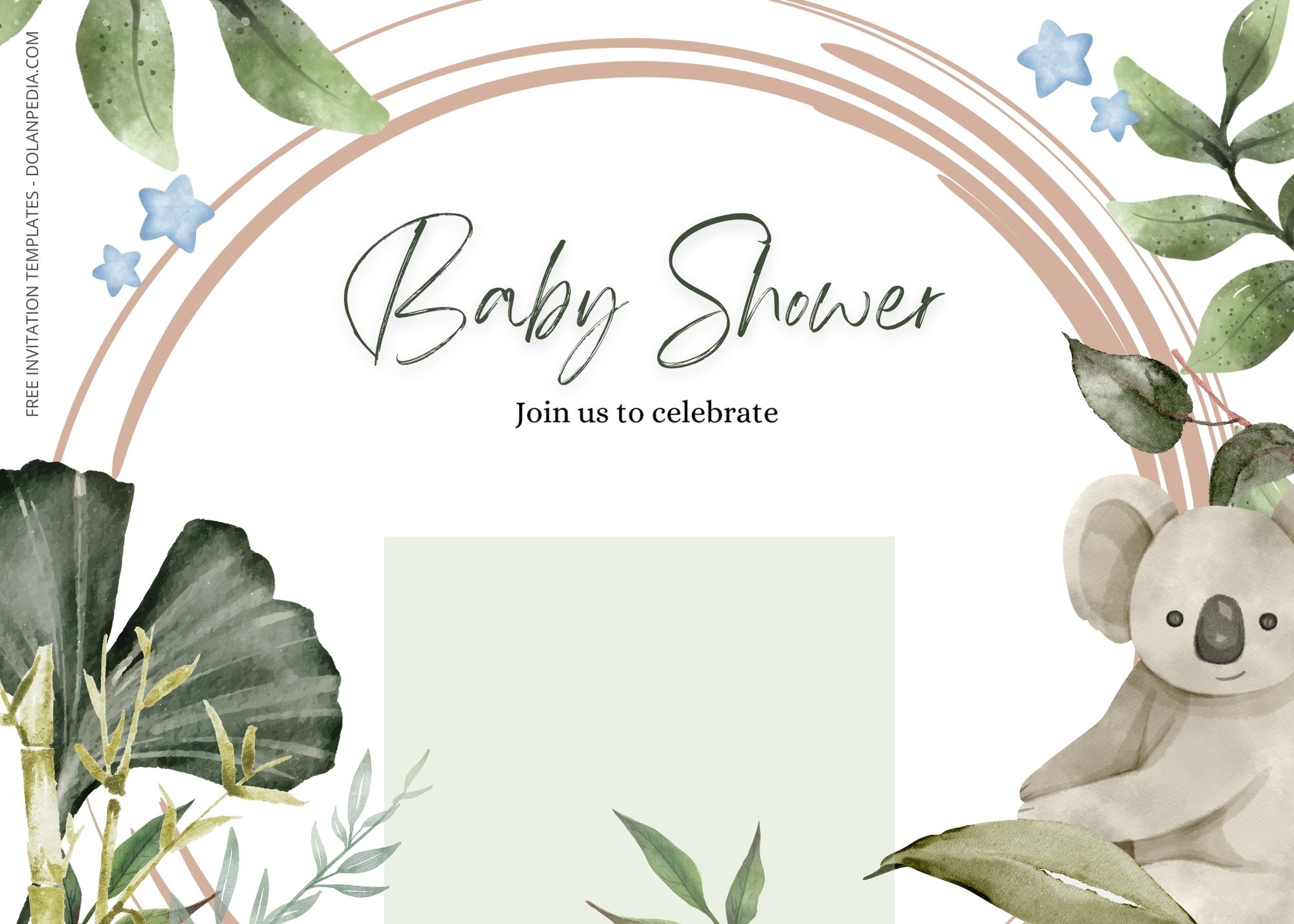 Blank Koala Forest Baby Shower Invitation Templates One