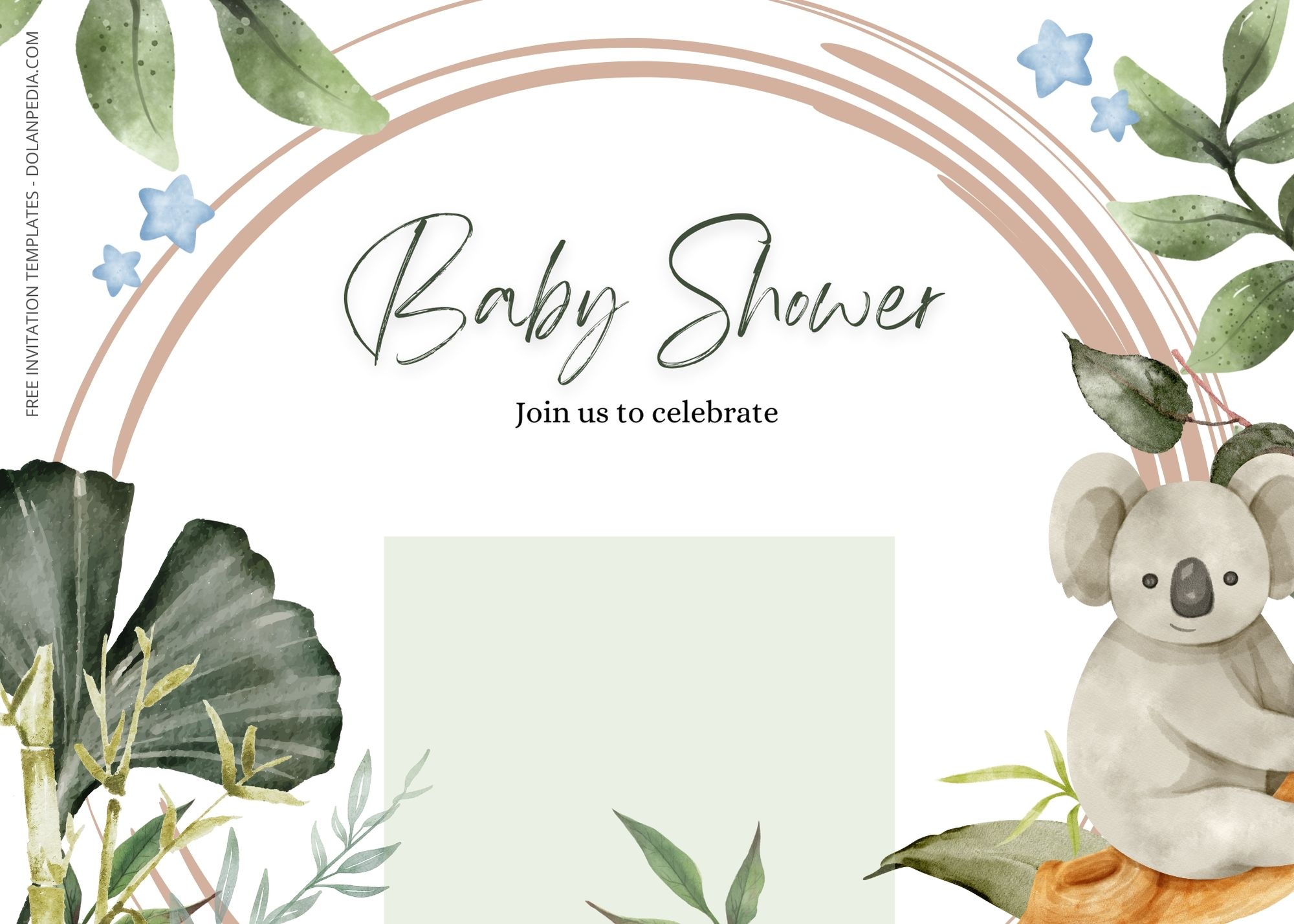 Blank Koala Forest Baby Shower Invitation Templates Six