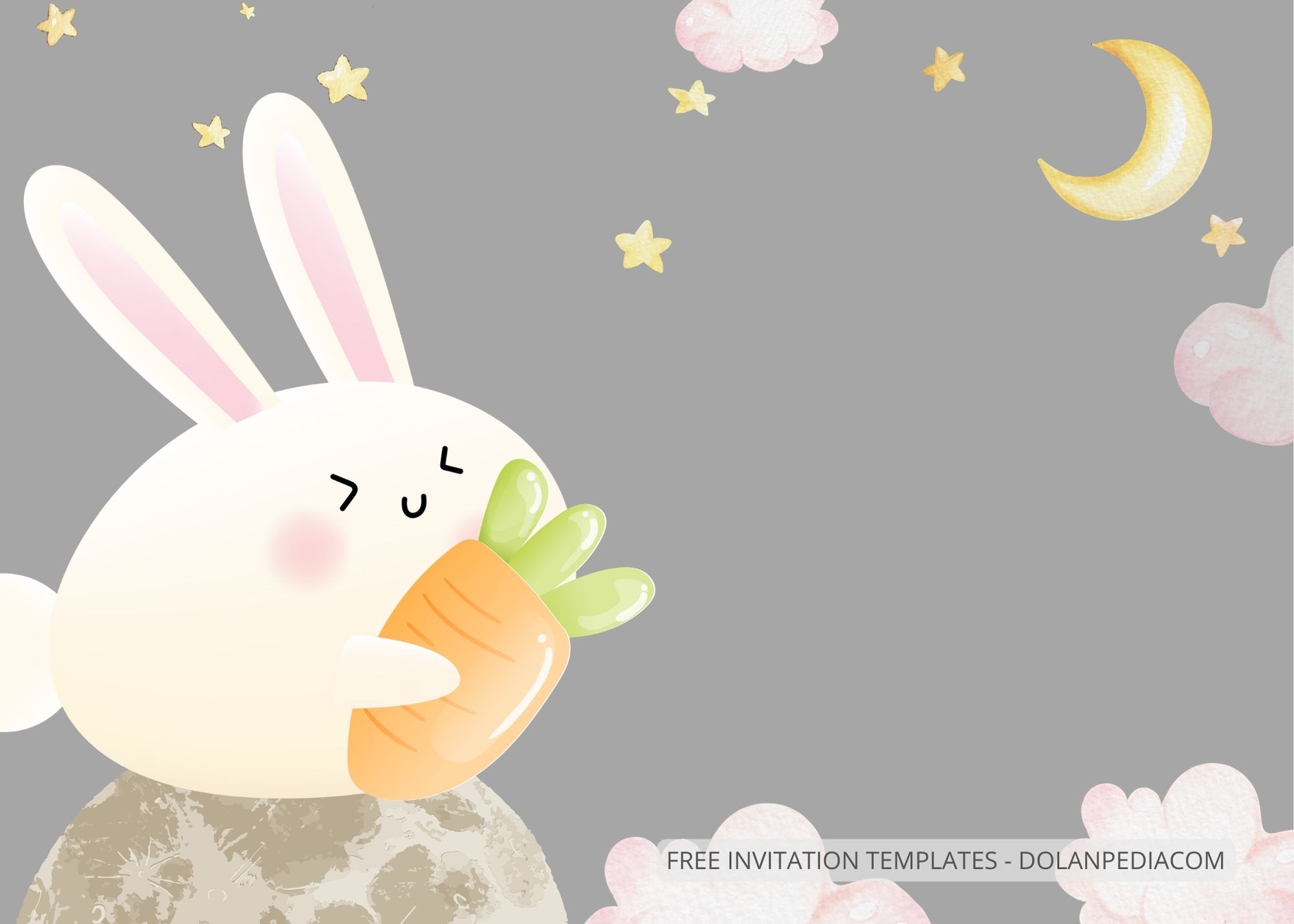 Blank Moon Rabbits Baby Shower Invitation Templates FIve