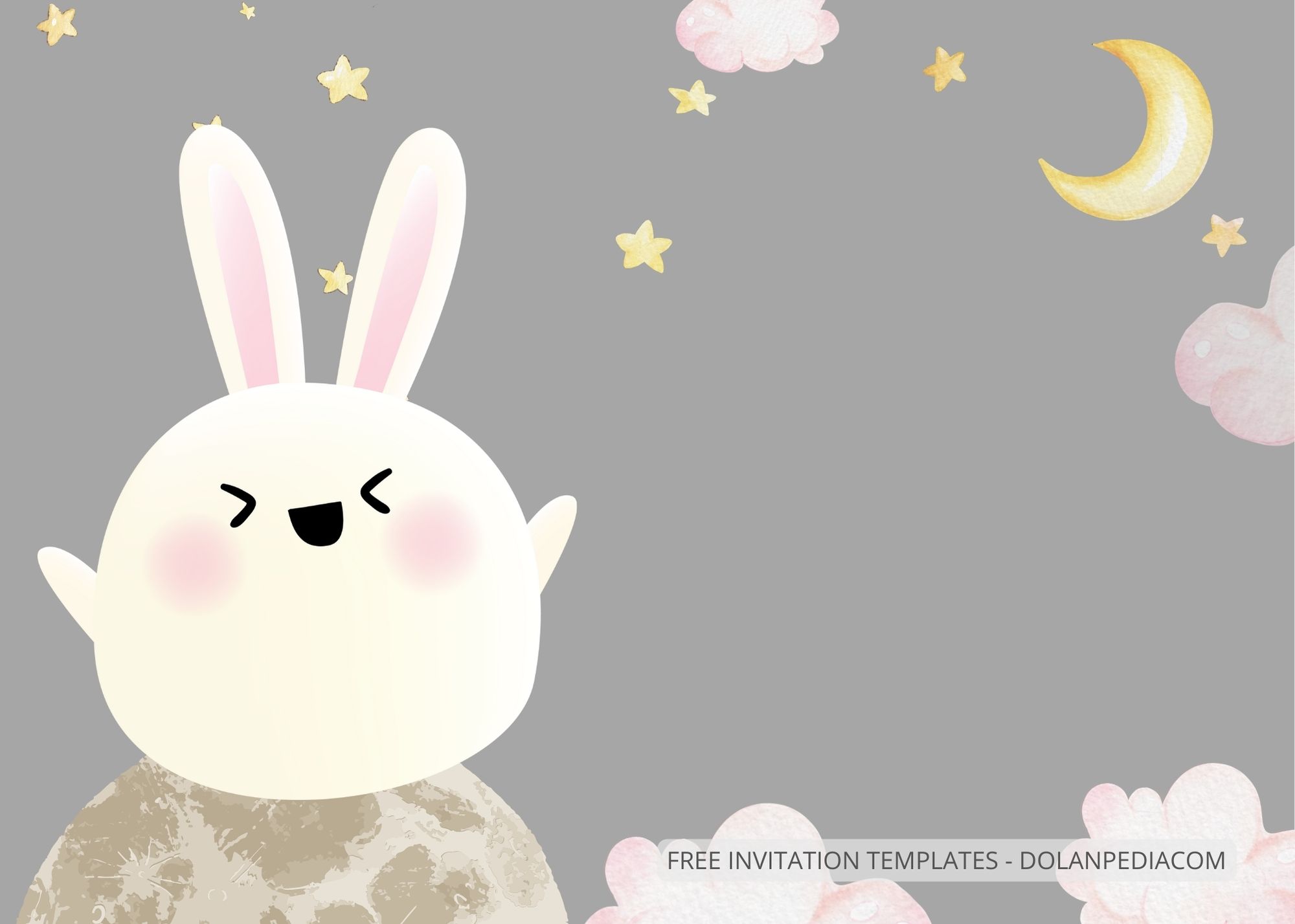 Blank Moon Rabbits Baby Shower Invitation Templates Four