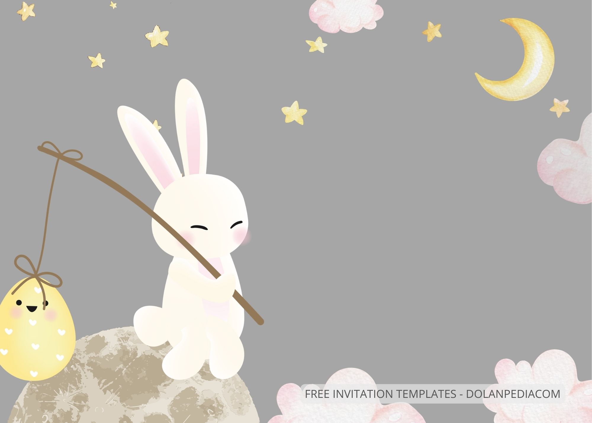 Blank Moon Rabbits Baby Shower Invitation Templates Two