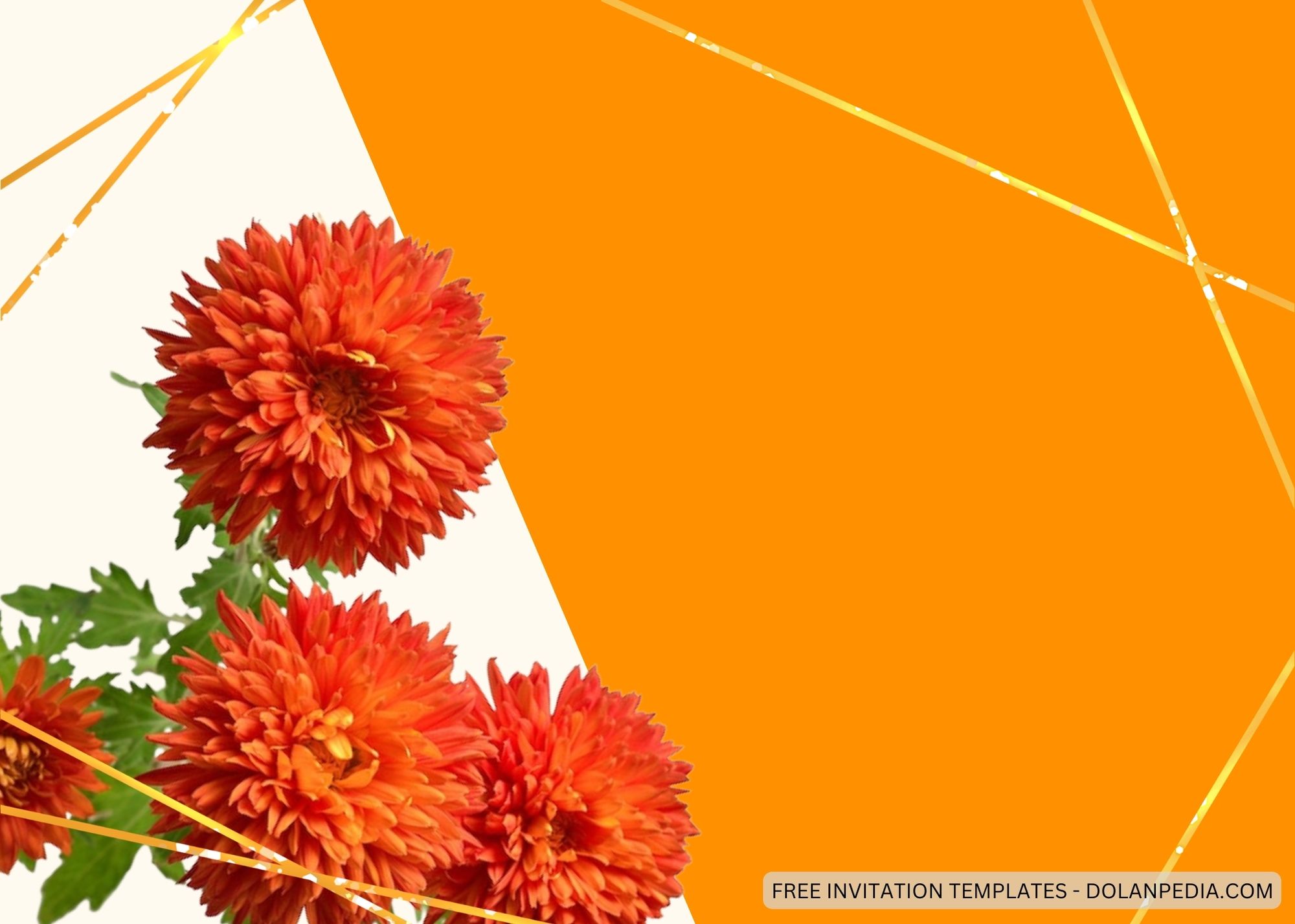 Blank Orange Chrysantemum Baby Shower Invitation Templates Four