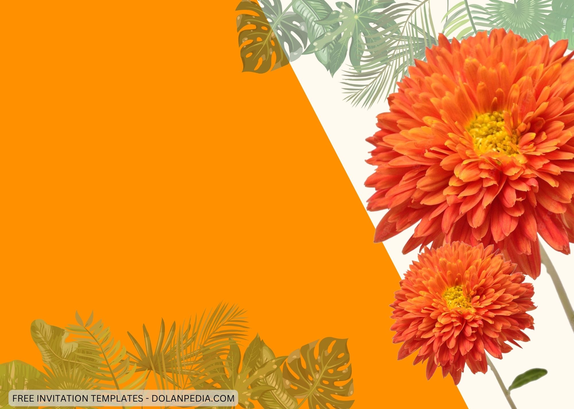 Blank Orange Chrysantemum Baby Shower Invitation Templates One