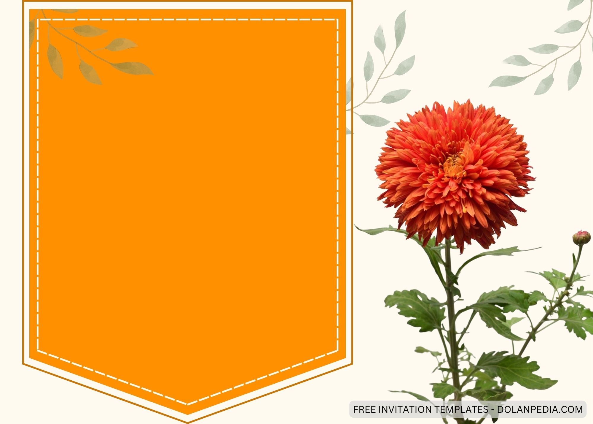 Blank Orange Chrysantemum Baby Shower Invitation Templates Three