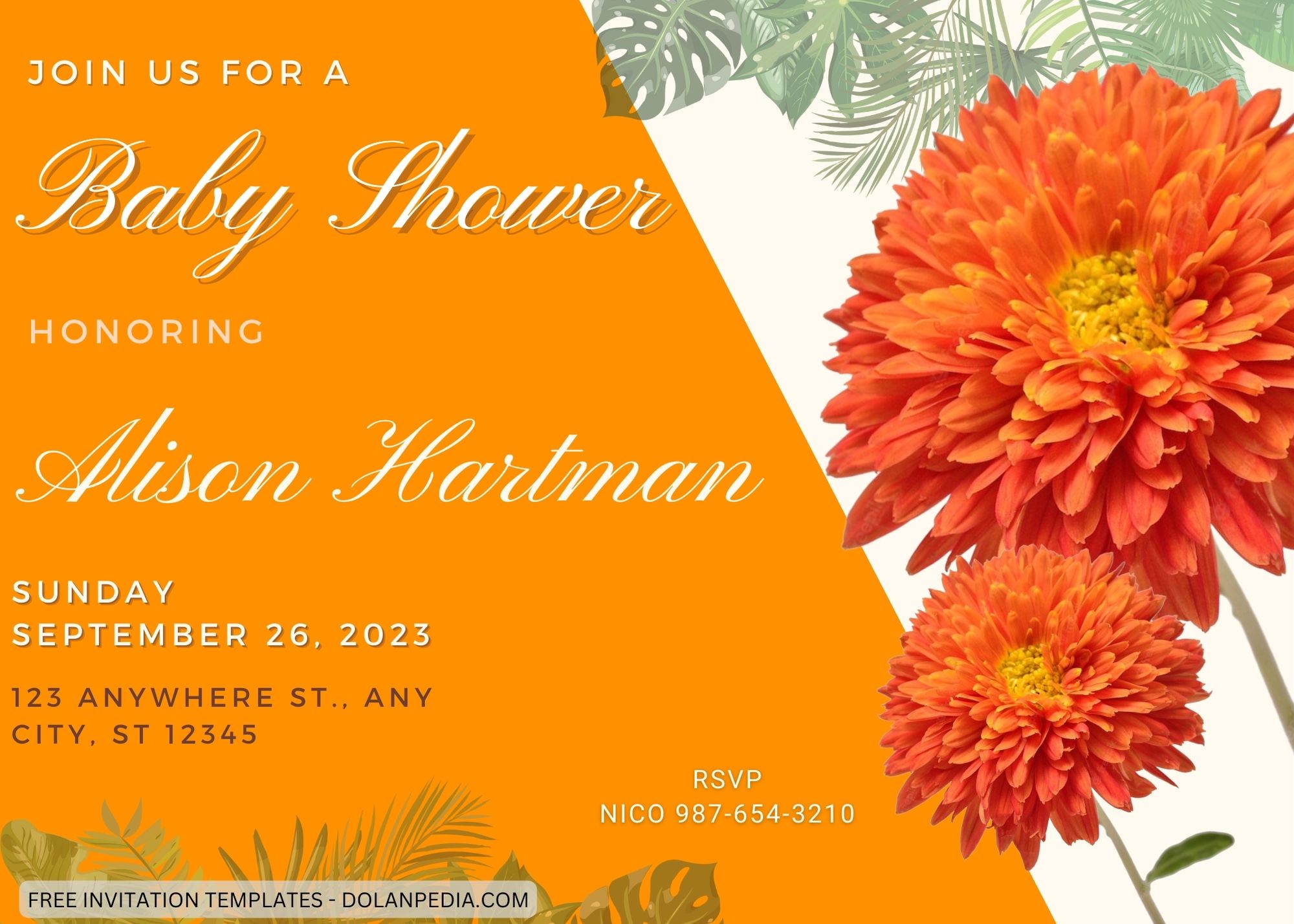 7+ Orange Chrysantemum Baby Shower Invitation Templates