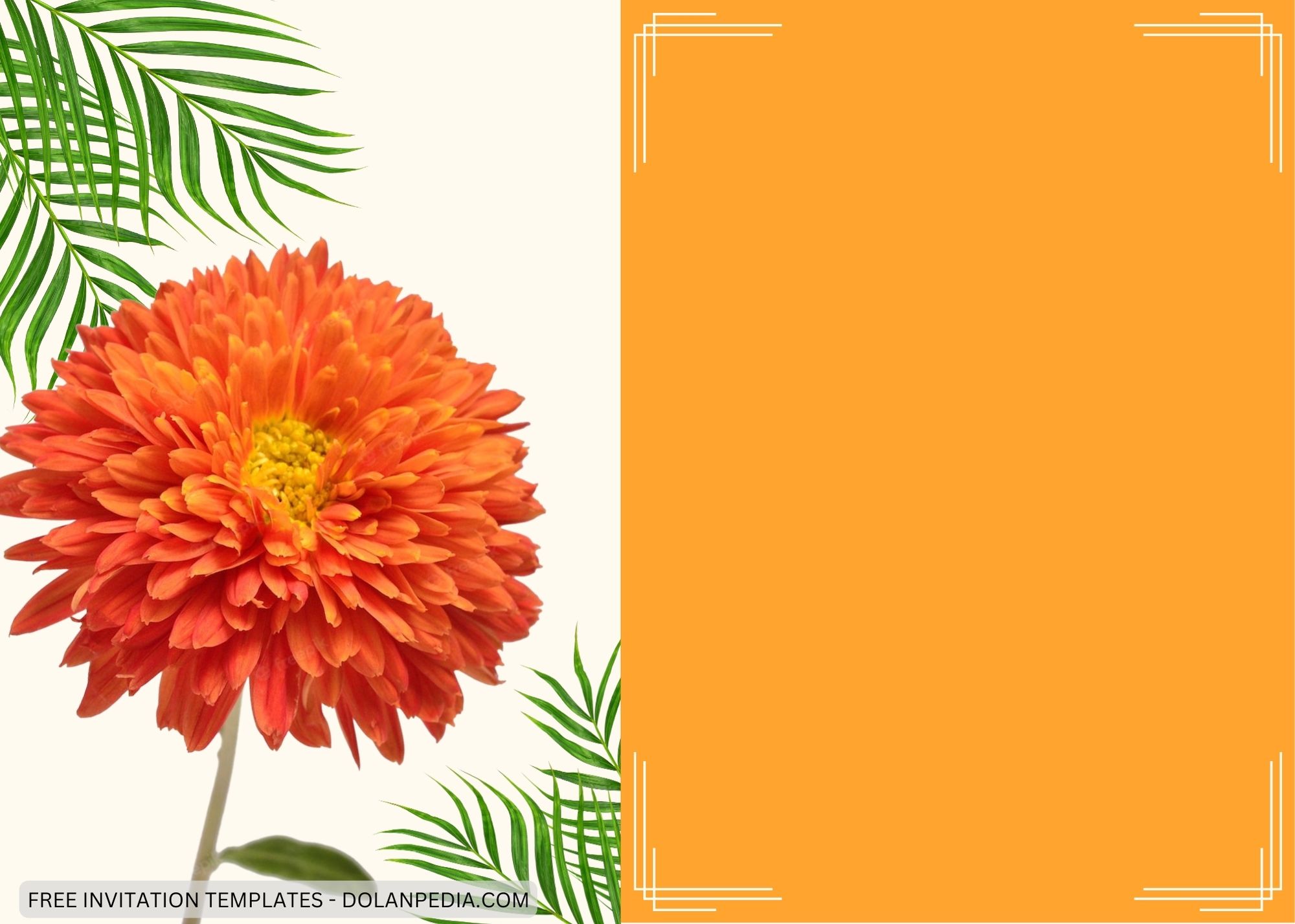 Blank Orange Chrysantemum Baby Shower Invitation Templates Two