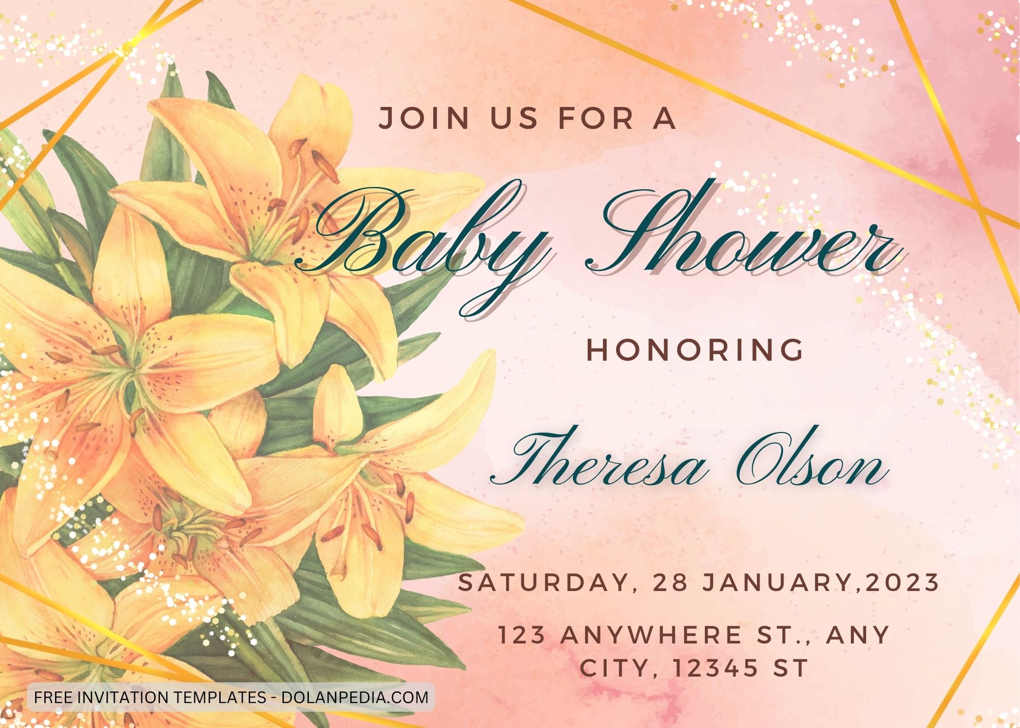 7+ Painting Yellow Lilly Baby Shower Invitation Templates Title