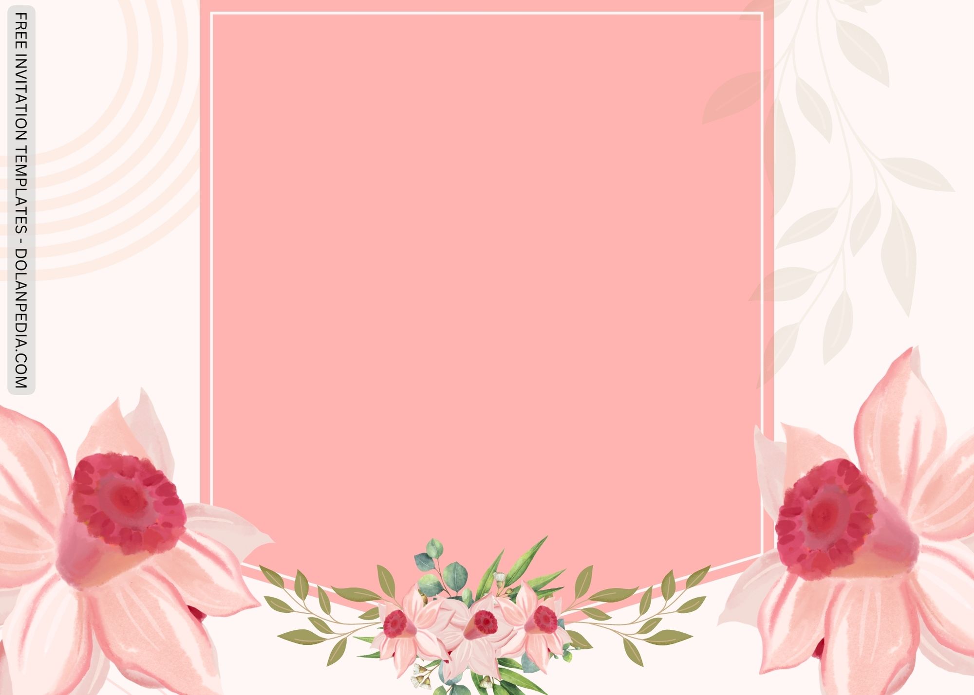 Blank Pink Daffodils Baby Shower Invitation Templates Five