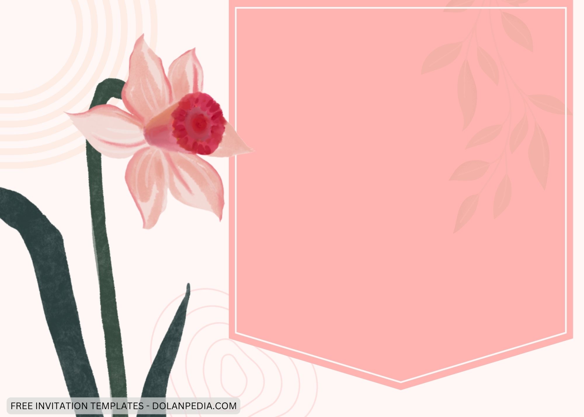 Blank Pink Daffodils Baby Shower Invitation Templates Four