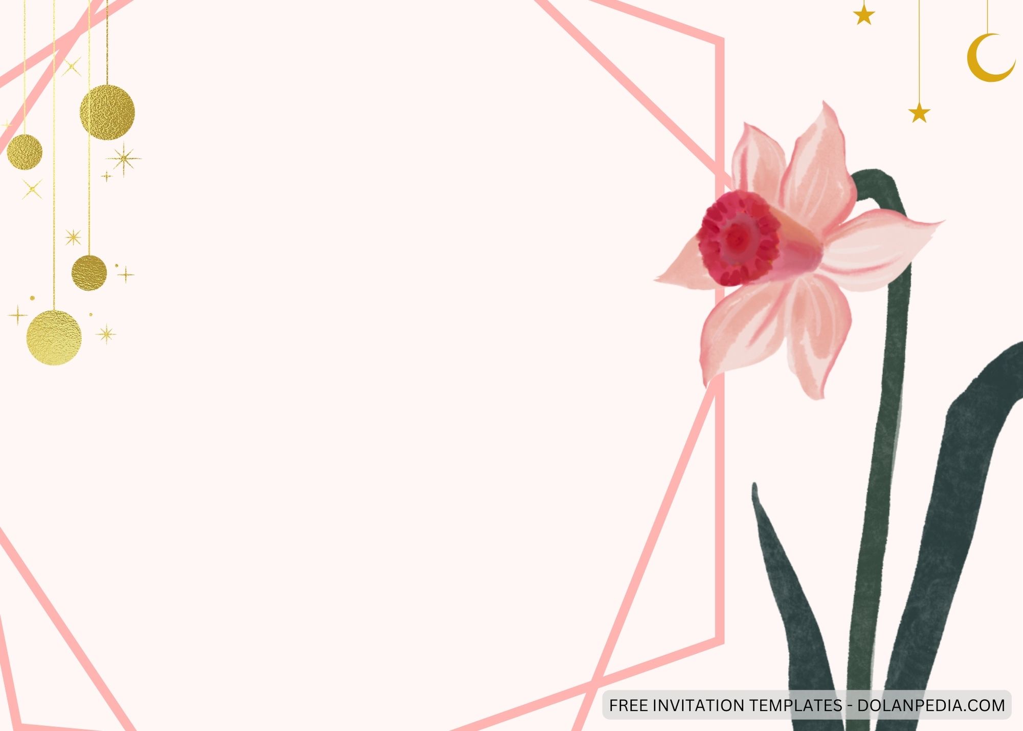 Blank Pink Daffodils Baby Shower Invitation Templates Three